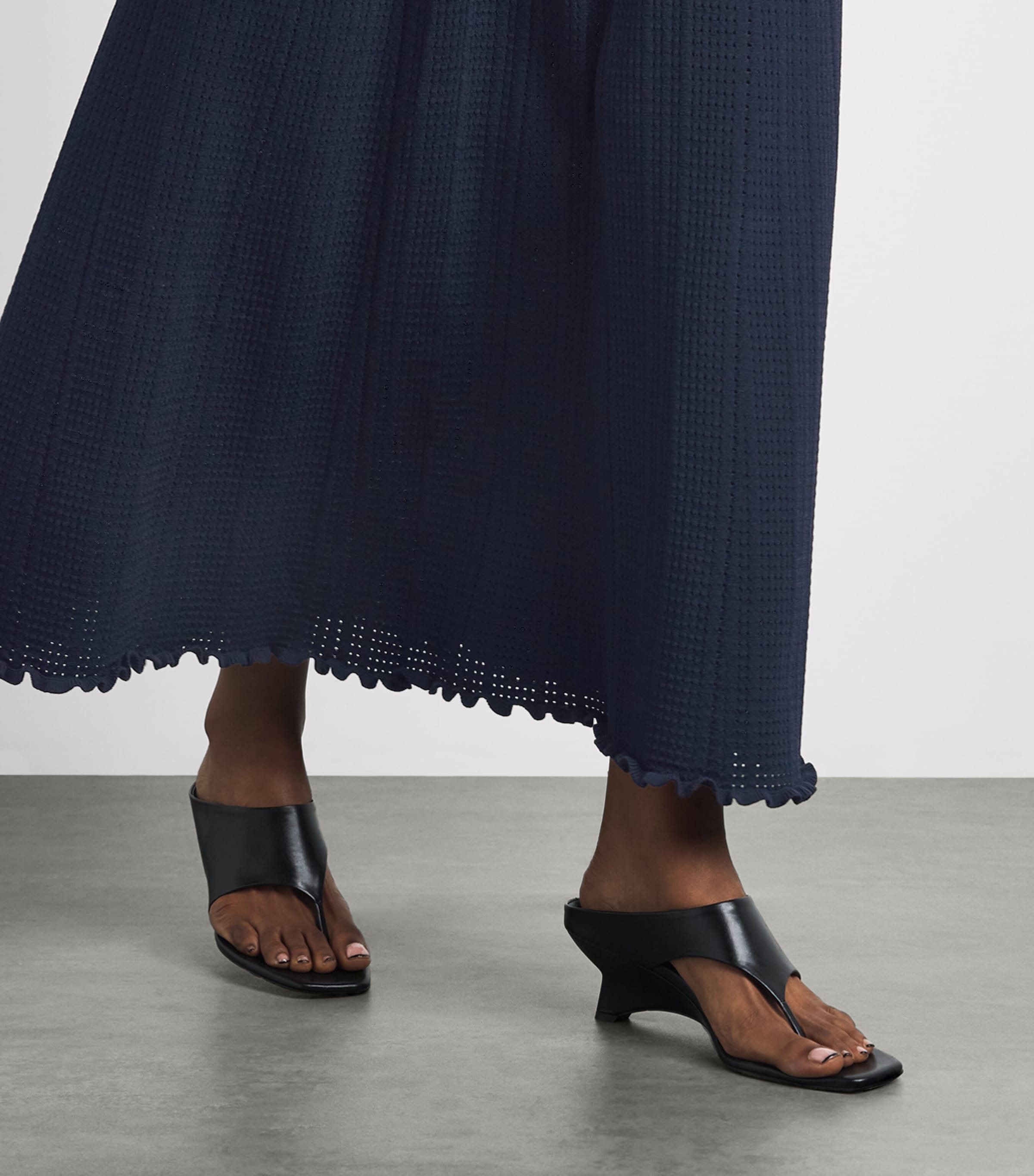 Sandro Paris Womens Pointelle Maxi Skirt Navy Blue Image 3
