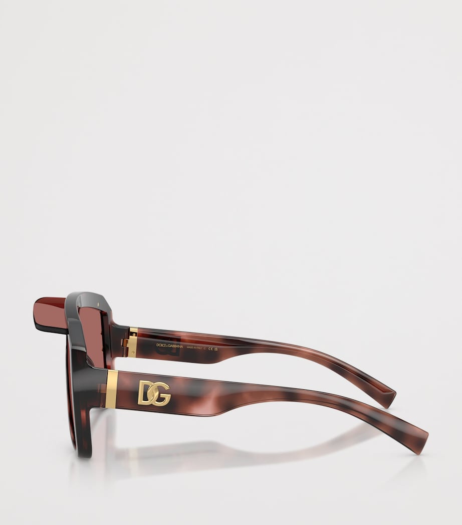 Dolce&Gabbana Wrap-Around Pilot Sunglasses Brown Image 3
