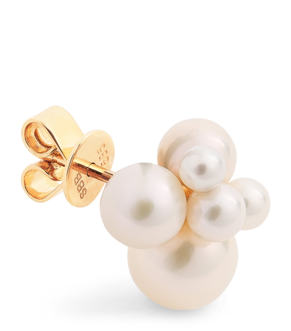 Sophie Bille Brahe Yellow Gold and Pearl Bisou Single Earring Yellow Gold