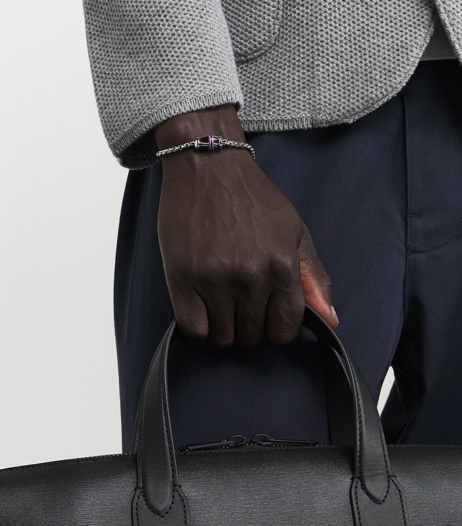 Sterling Silver French Cross Chain Bracelet BLACK Image 2