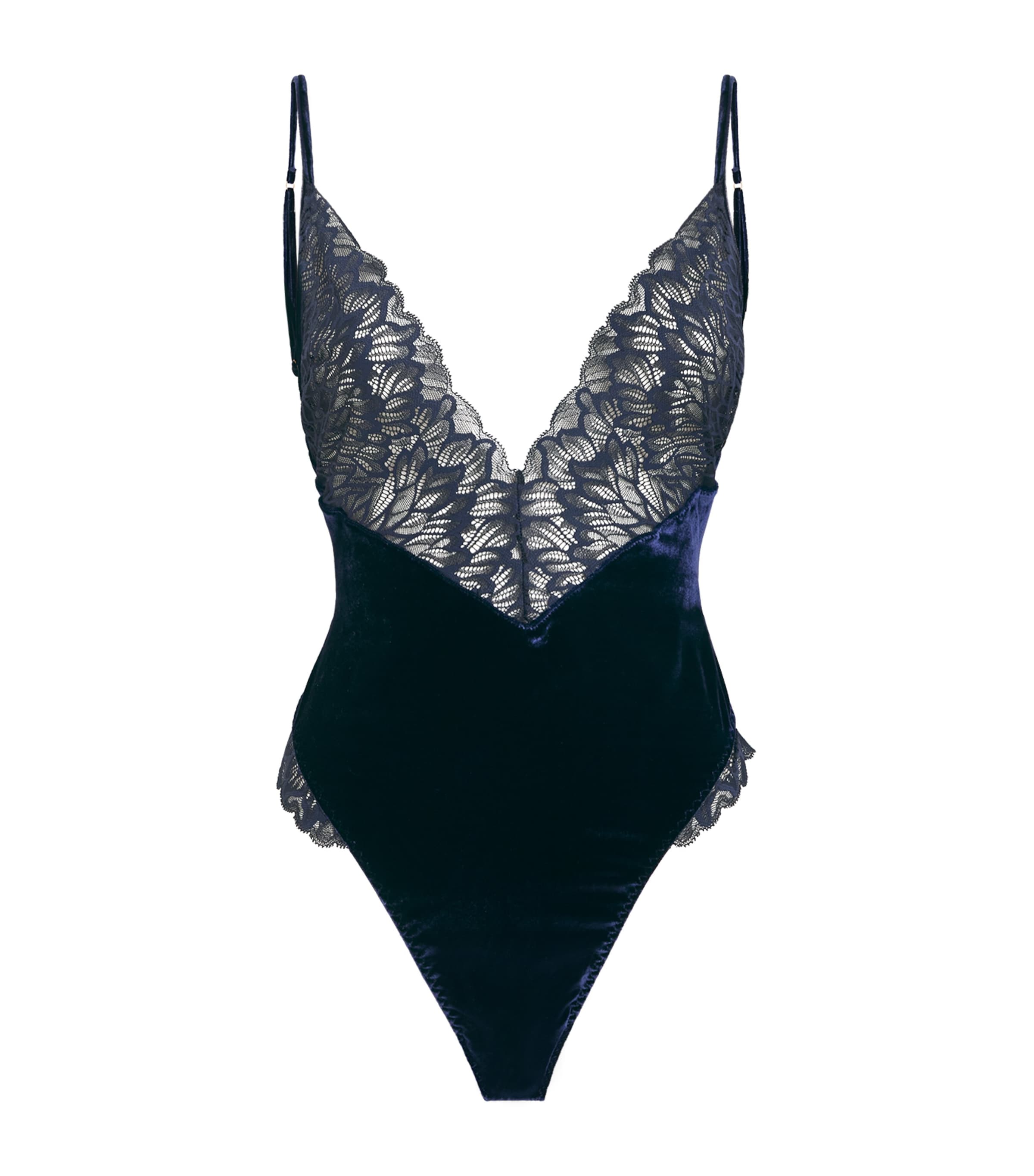 Shop Coco De Mer Velvet Azzura Bodysuit In Blue