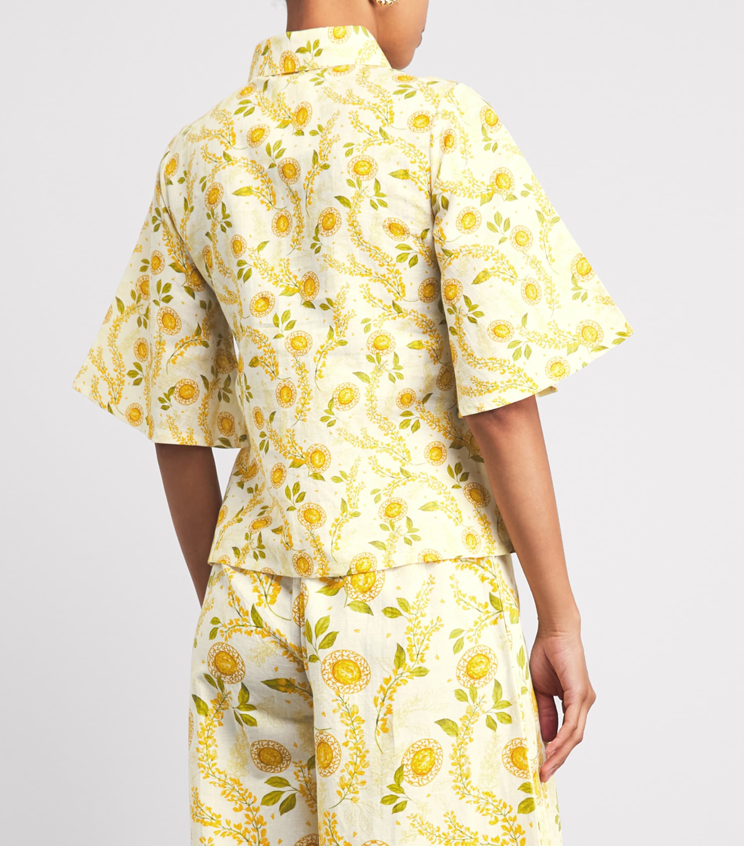 Verandah Womens Linen-Cotton Floral Shirt Ylw Sapphre & Wstria Image 5