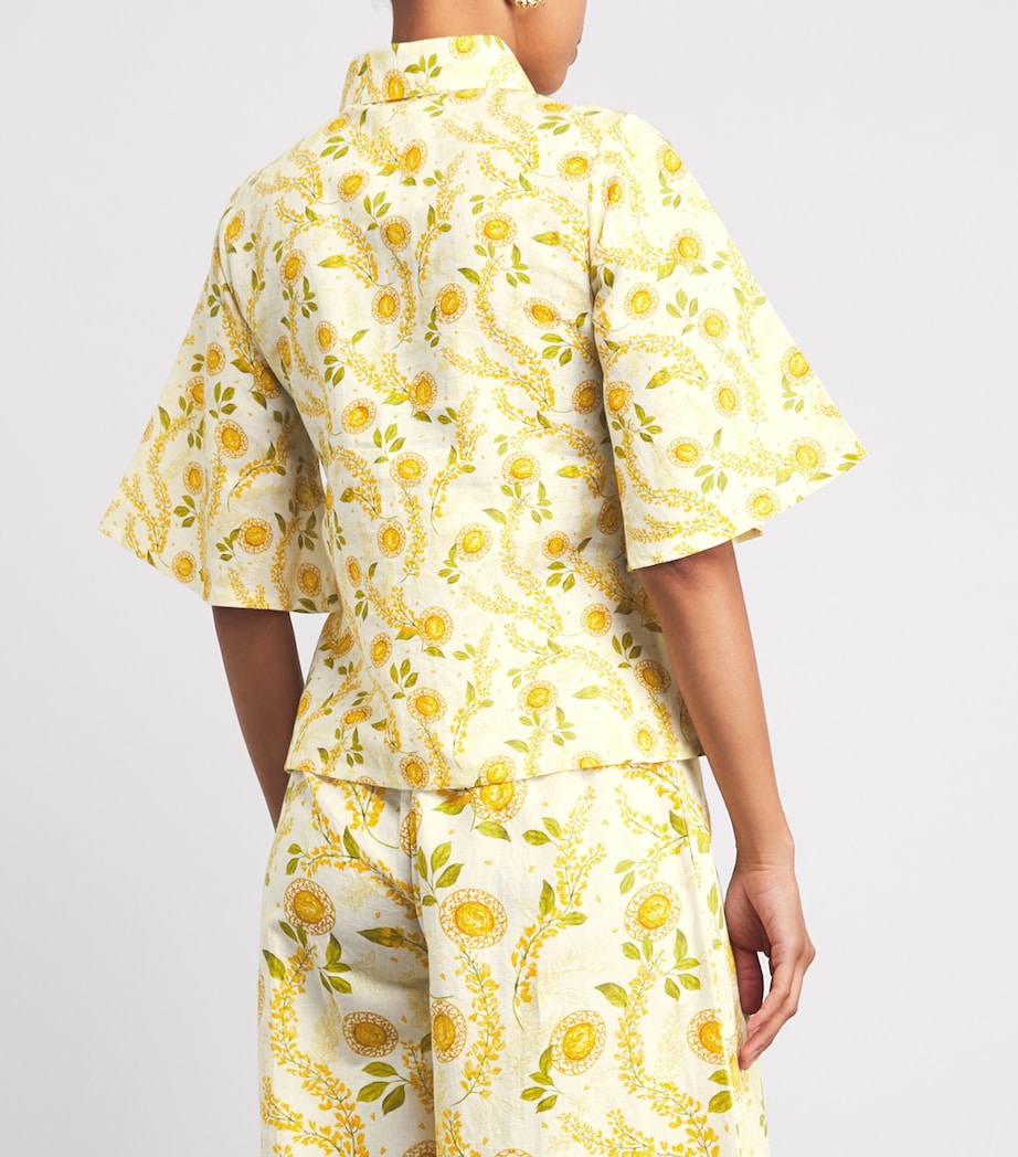 Verandah Womens Linen-Cotton Floral Shirt Ylw Sapphre & Wstria Image 5