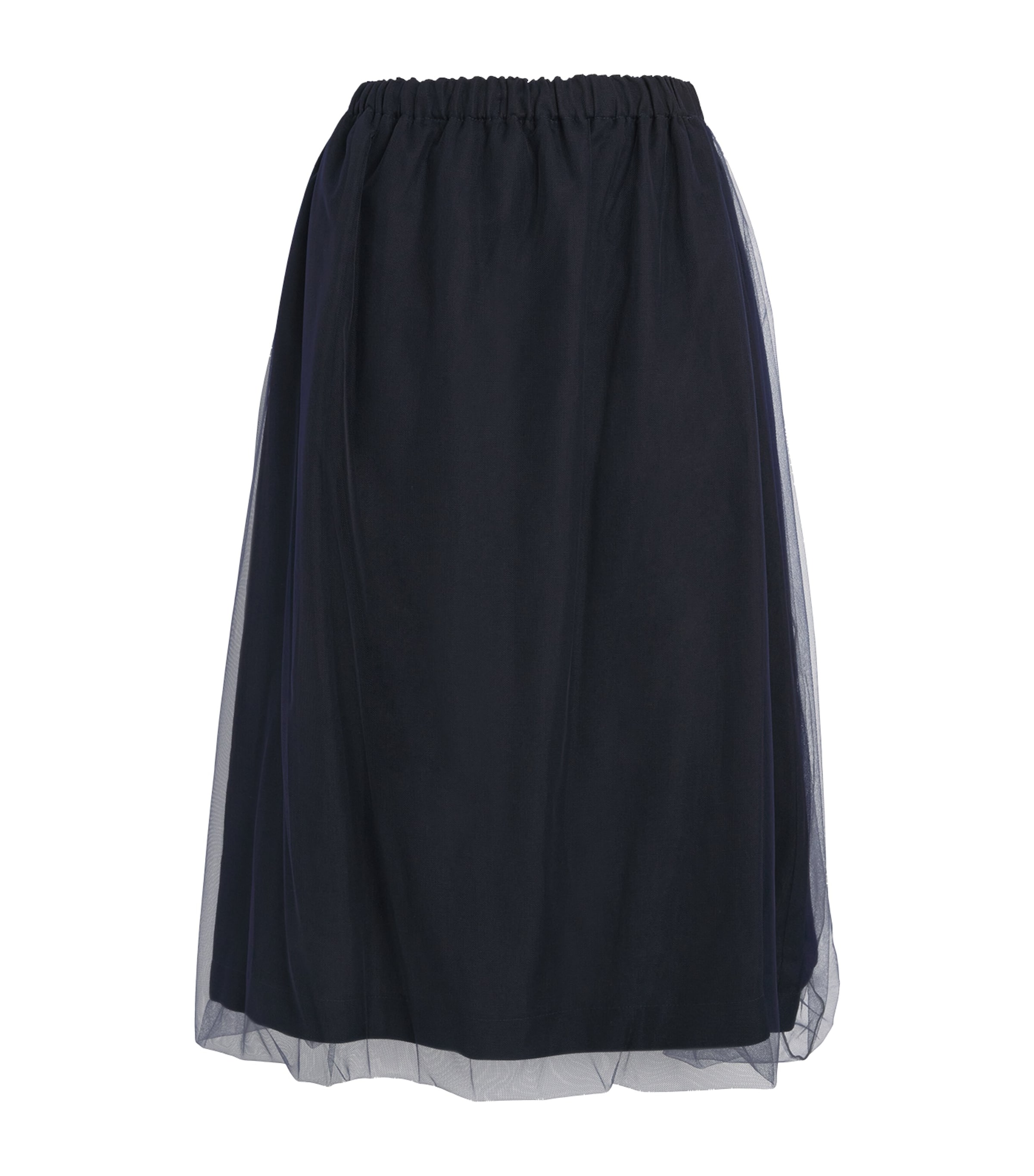 Shop Fabiana Filippi Tulle-trim Midi Skirt In Navy