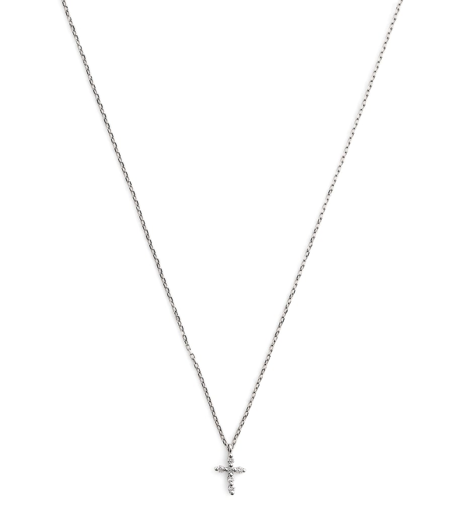 White Gold and Diamond Symbols Cross Necklace WHITE GOLD Image 1