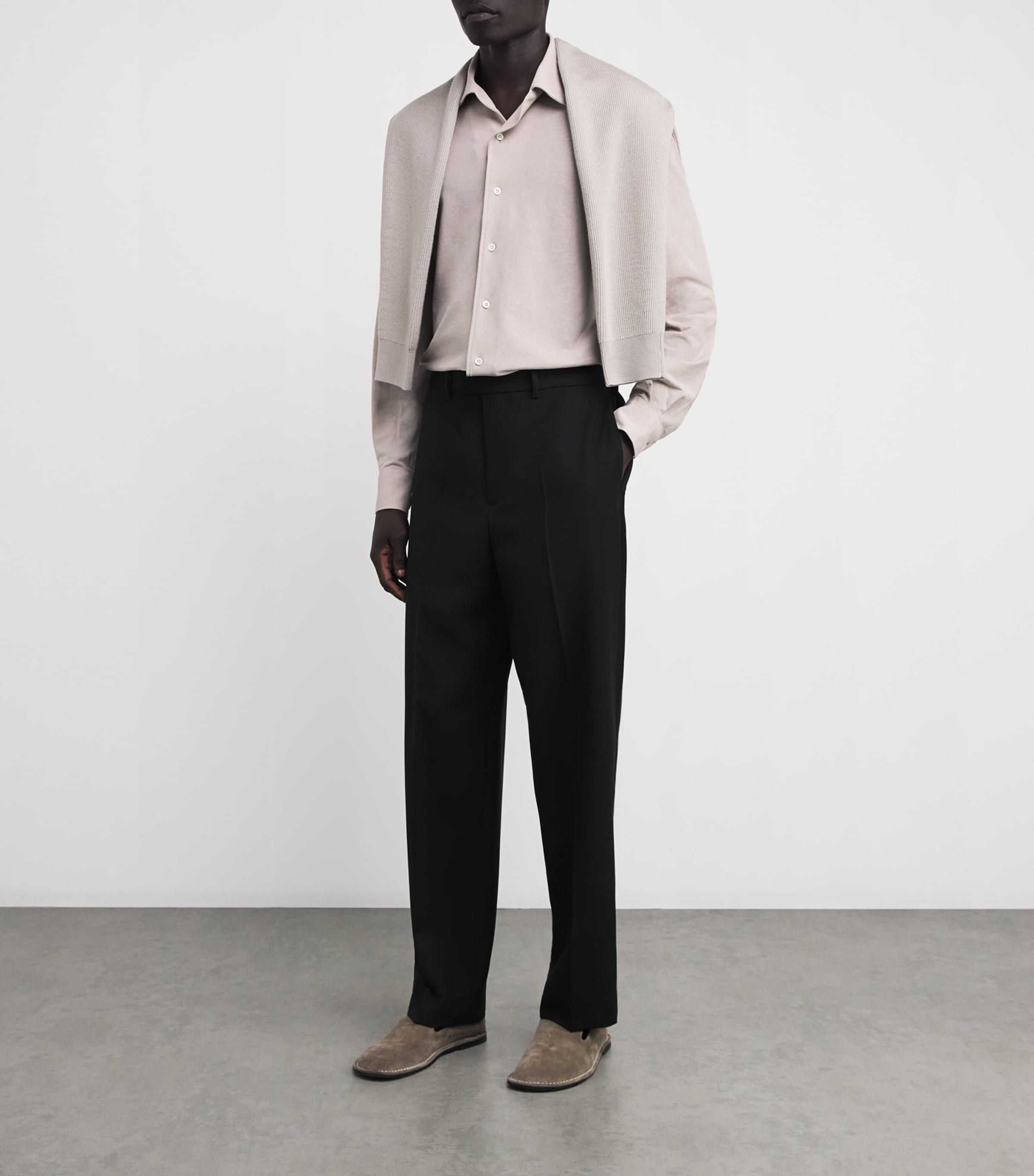 Corneliani Mens Cotton Jersey Shirt Natural / Beige Image 2