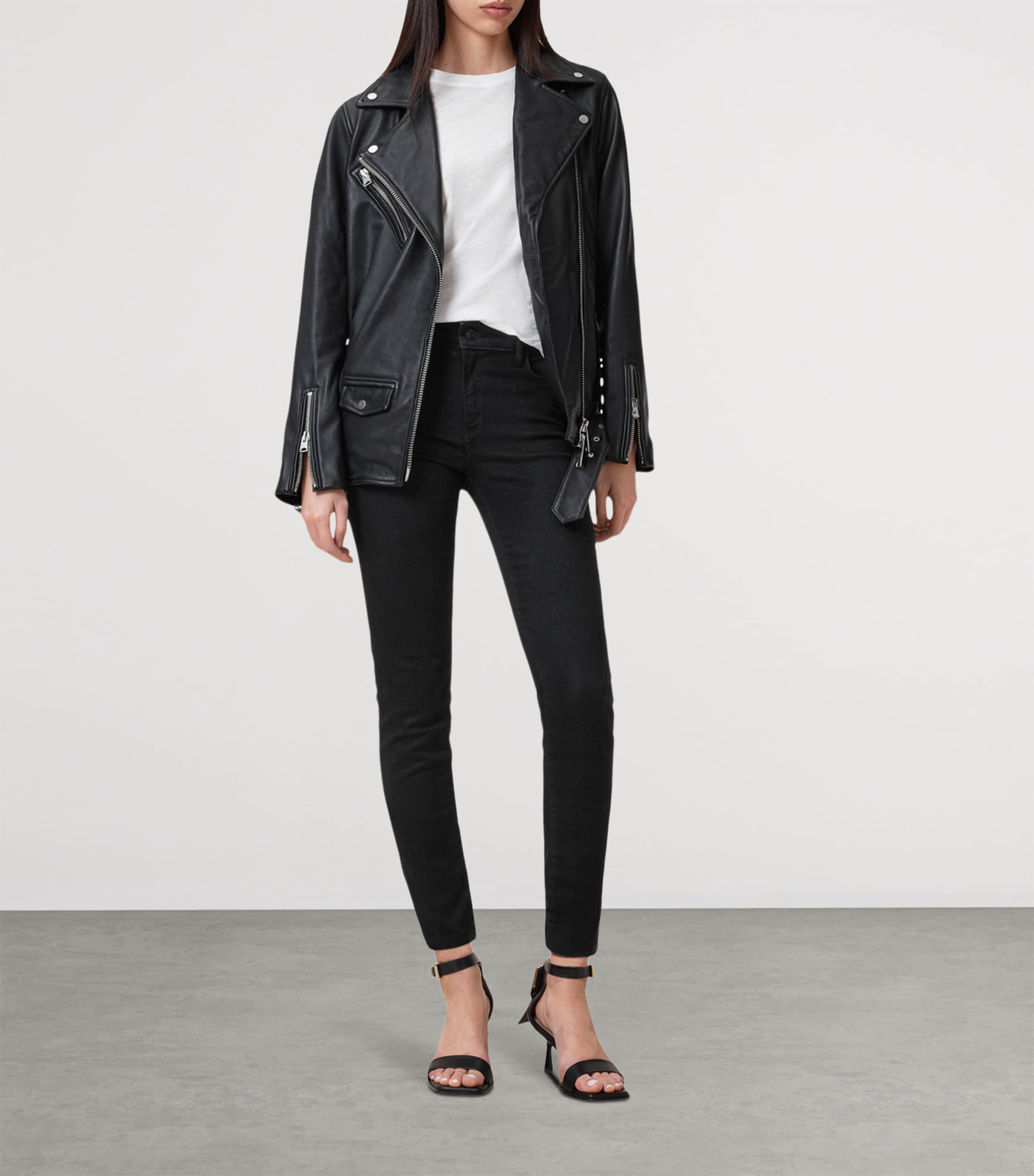 AllSaints Womens Miller Size Me Skinny Jeans Black Image 2