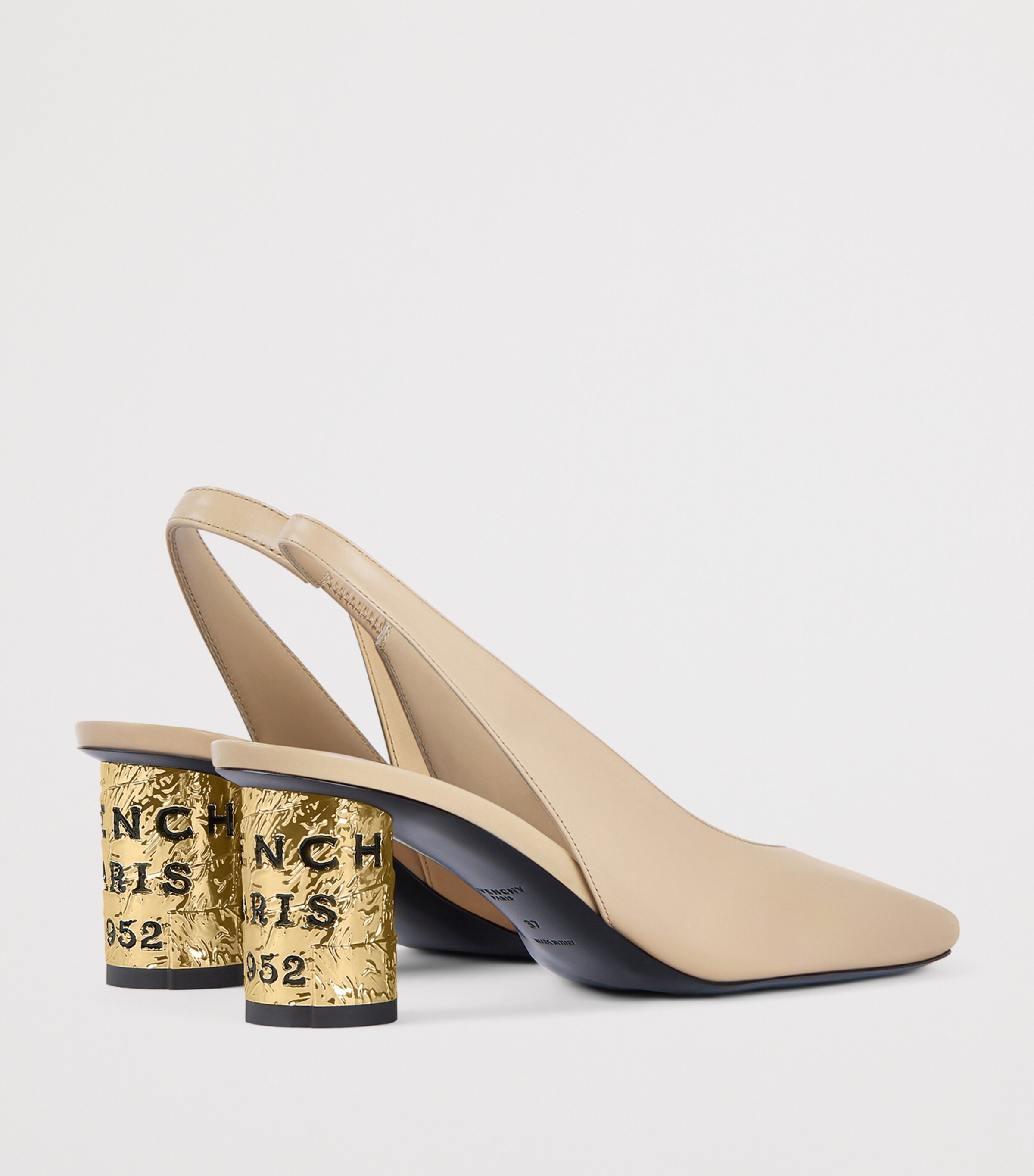 Leather Tape Slingback Pumps 65 BEIGE Image 4