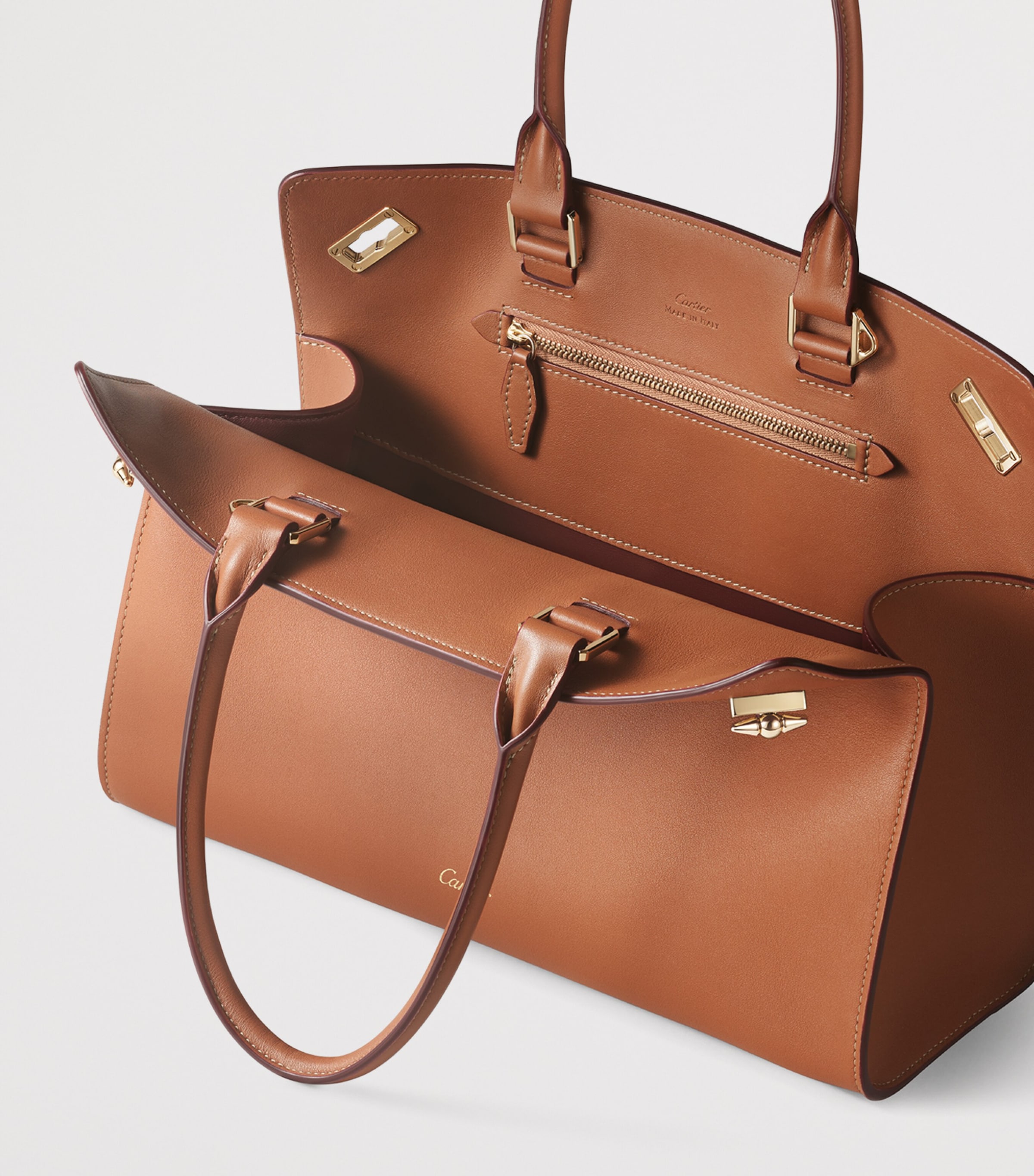 Cartier Womens Small Leather Clash Tote Bag Brown Image 3