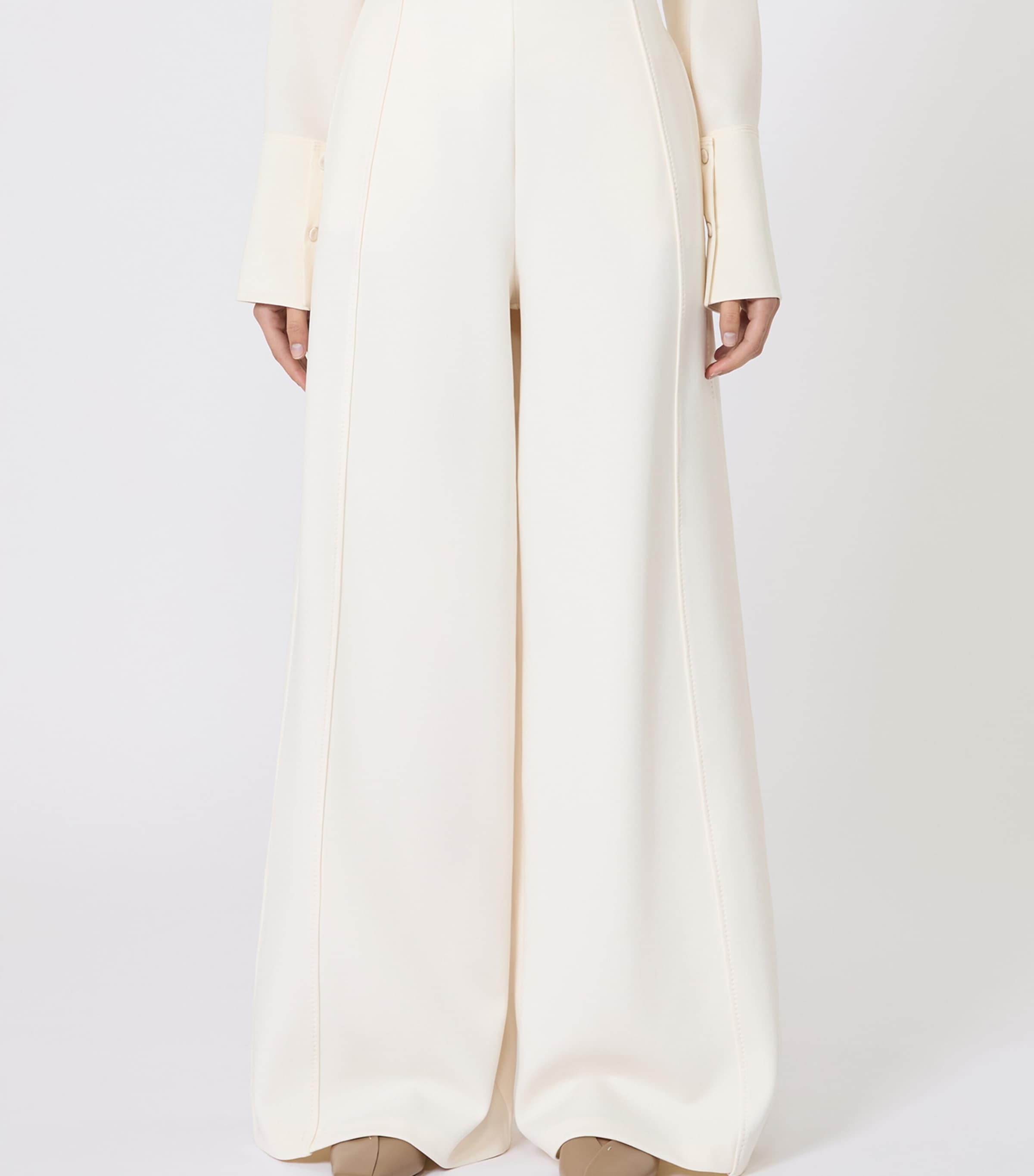 Jersey Flared Trousers IVORY Image 3