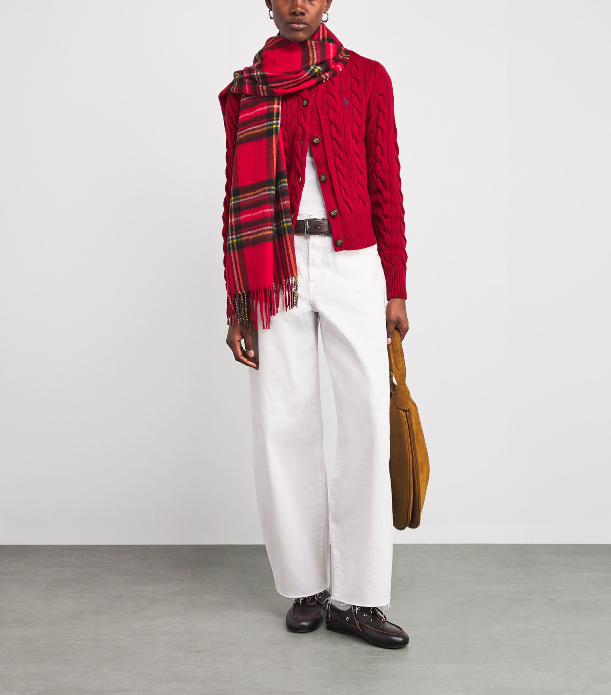 Wool-Cashmere Cable-Knit Cardigan FIRESIDE RED Image 2