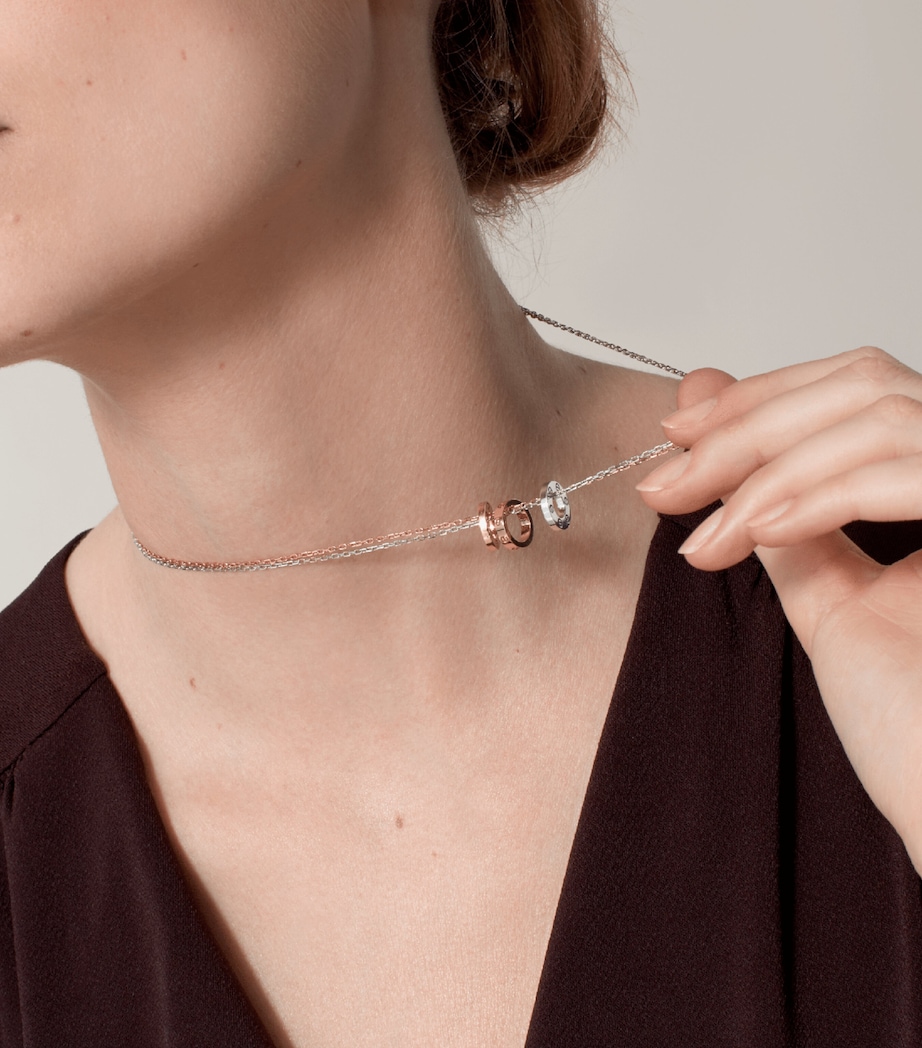 White, Rose Gold and Diamond LOVE Necklace ROSE GOLD Image 3