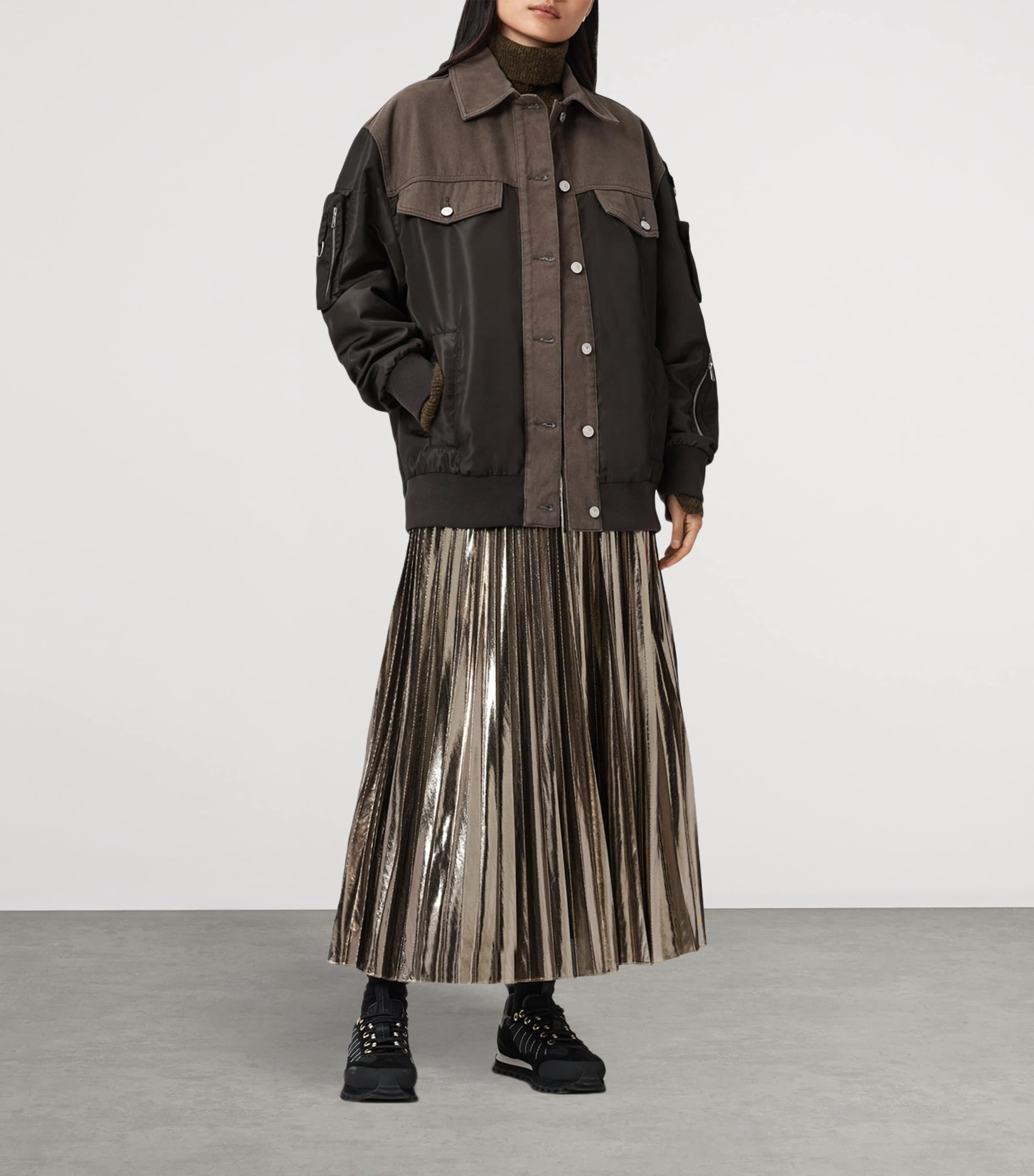 AllSaints Womens Spark Sweater and Maxi Dress Set Bronze Brown Image 4