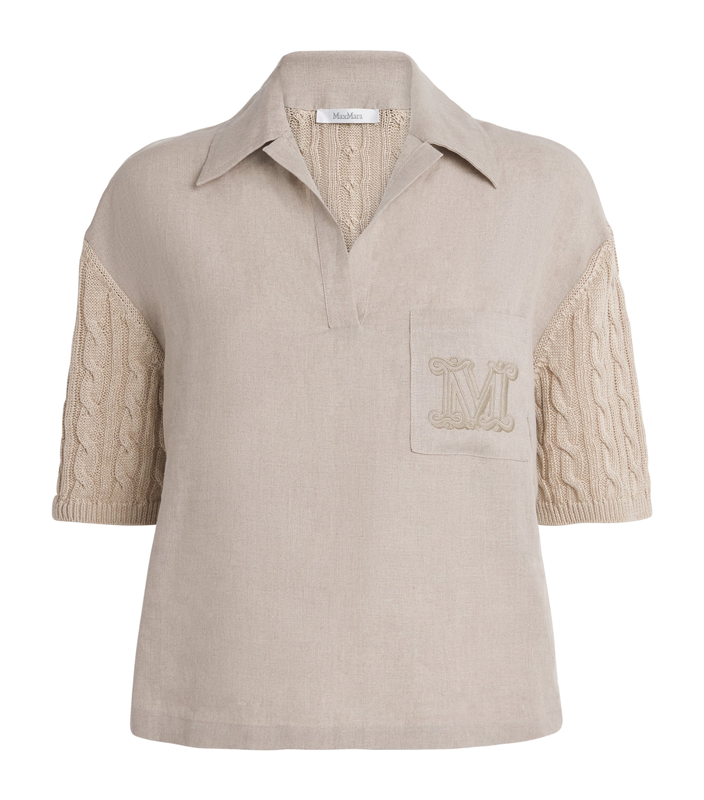Shop Max Mara Linen Hybrid Sweater In Beige