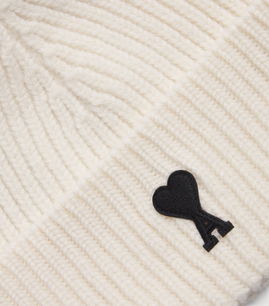 Merino Wool Logo Beanie 151 - ECRU/NOIR Image 3