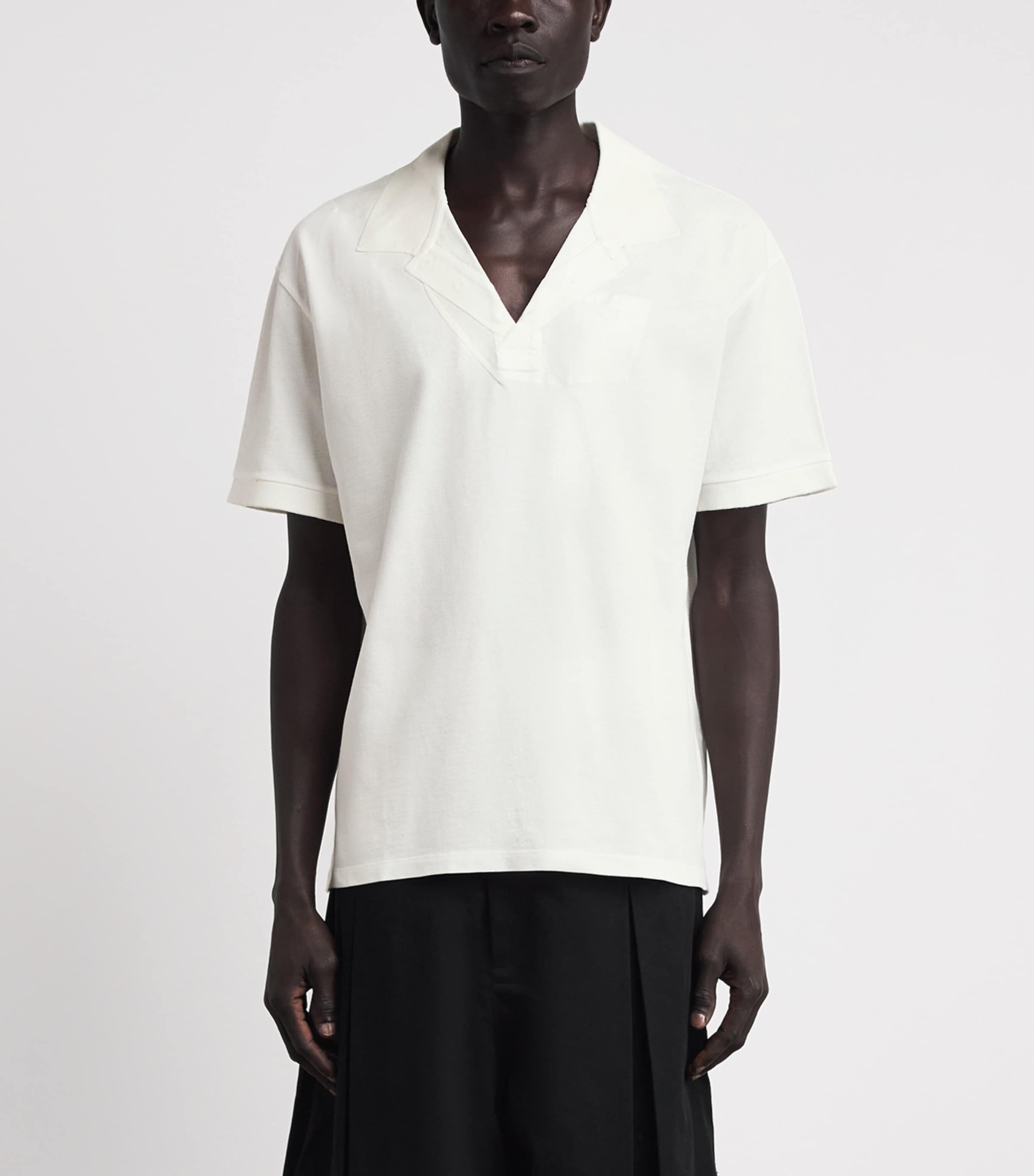 Maison Margiela Mens Cotton Open-Collar Polo Shirt Off White Image 4
