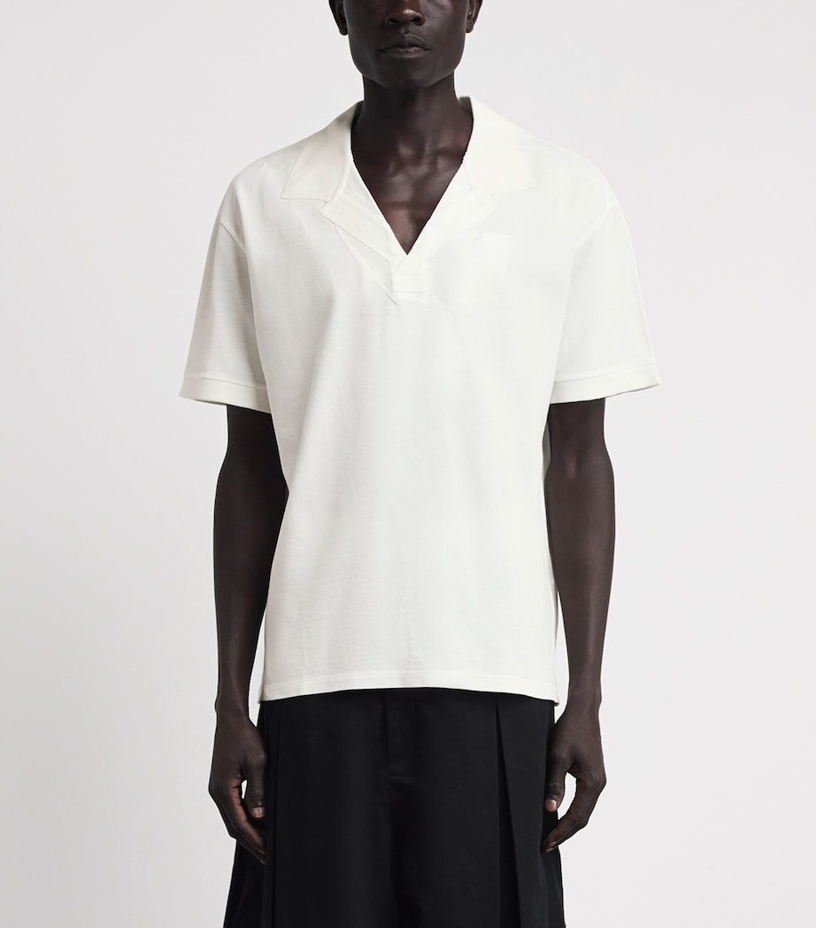 Maison Margiela Mens Cotton Open-Collar Polo Shirt Off White Image 4