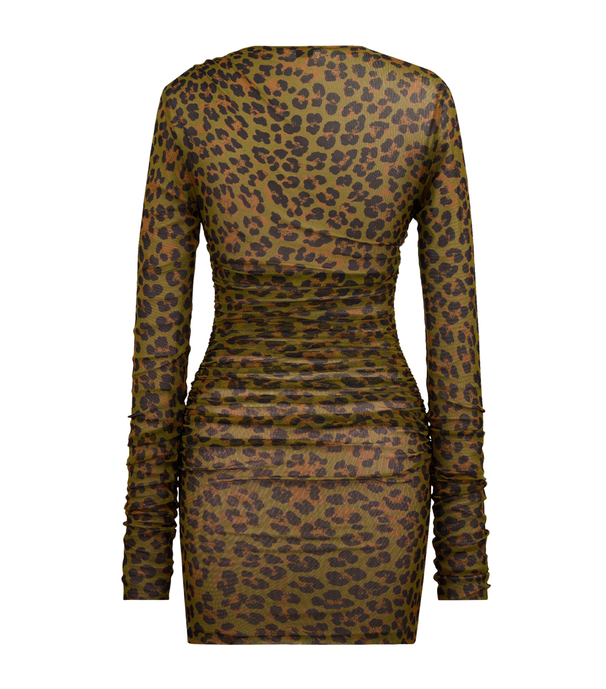 Saint Laurent Beige Leopard Print Long-Sleeve Mini Dress | Harrods AU