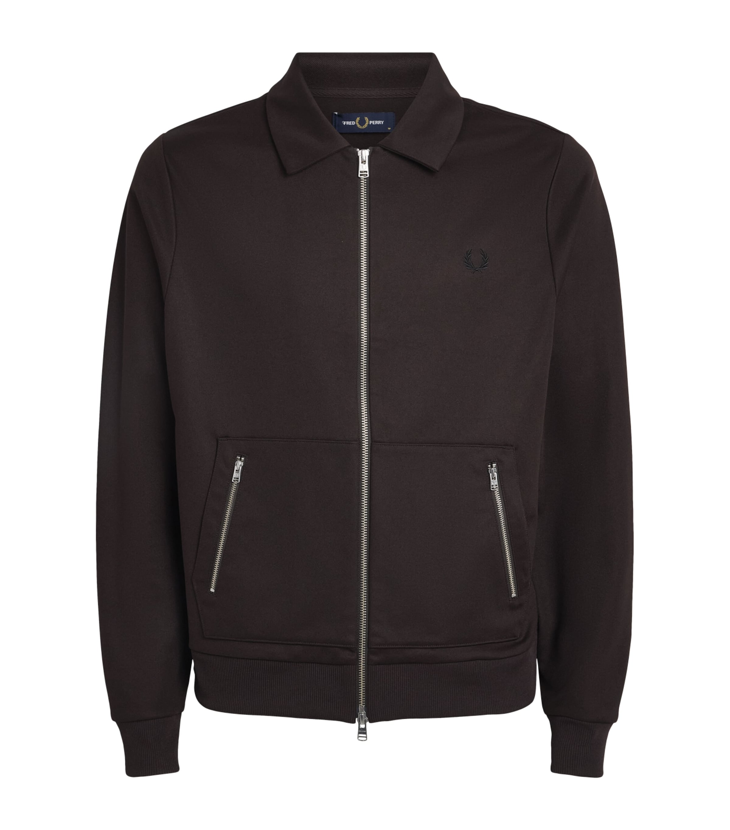 Fred Perry Mens Tennis Tape Track Jacket Rich Brown Image 1