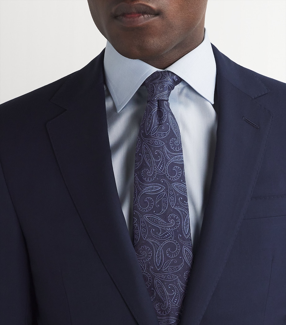 Silk Paisley Tie 001 NAVY BLUE Image 3