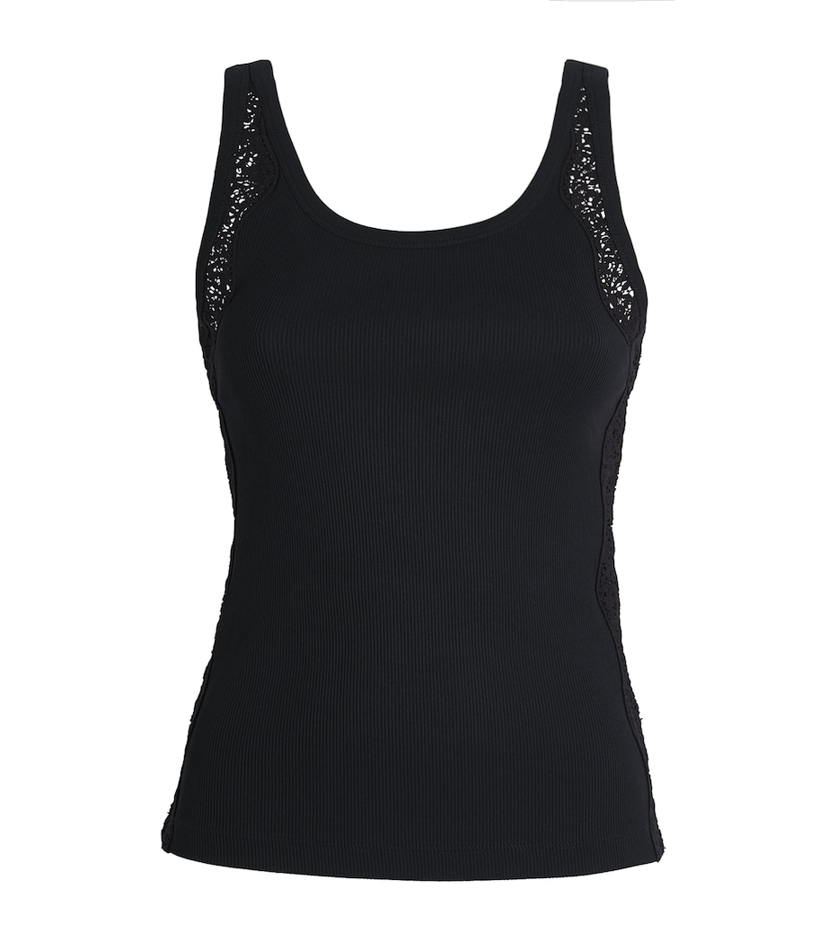 Sandro Paris Womens Lace-Detail Tank Top Black Image 1