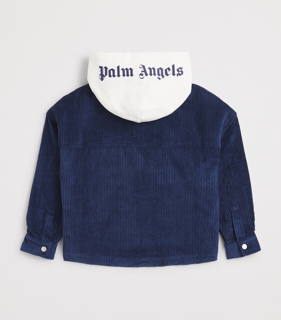 Corduroy Hooded Shirt (4-12+ Years) 4603NAVY BLUE-OFFW Image 2
