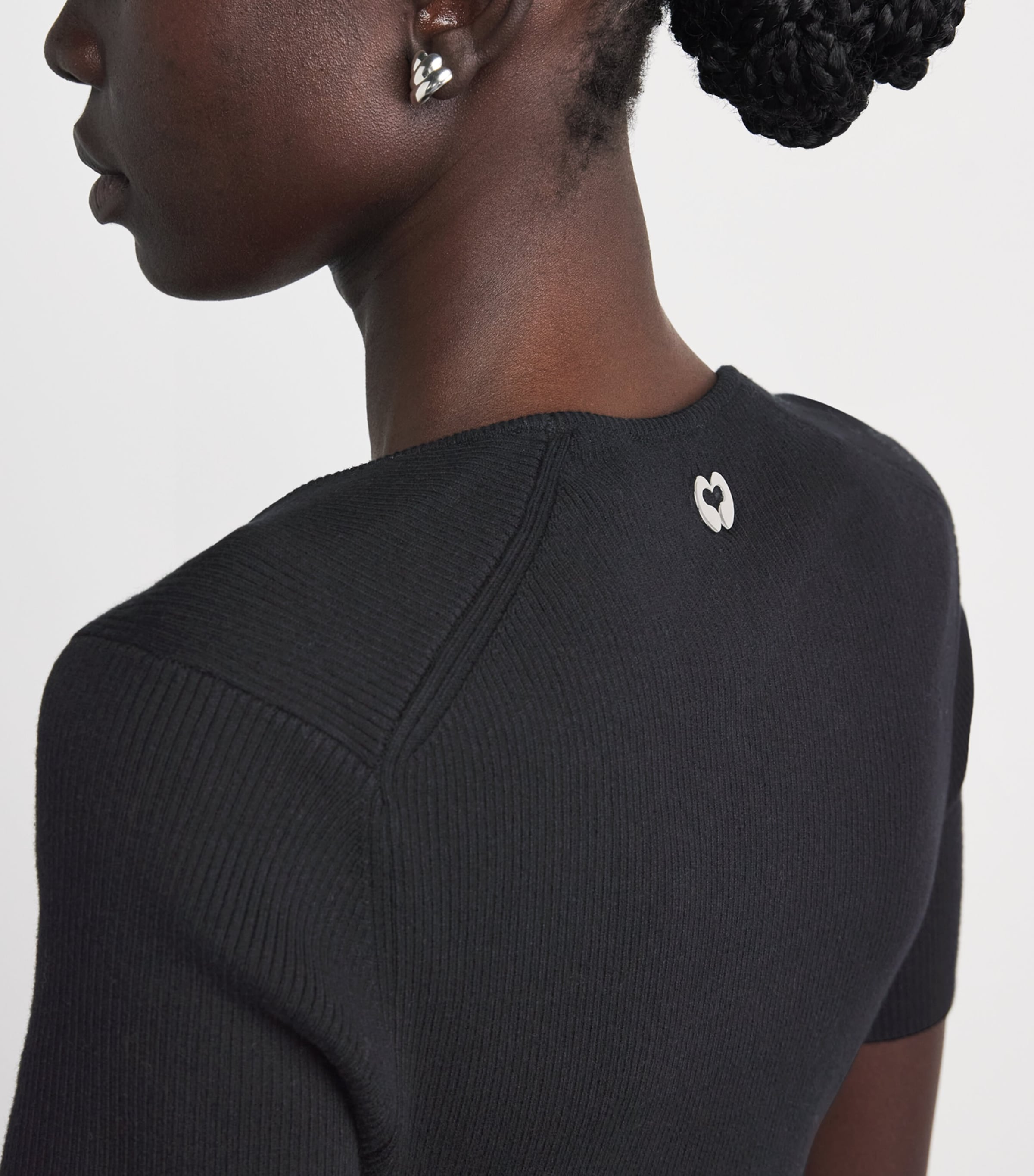 Maje Womens Square-Neck Ribbed Sweater Black Image 3
