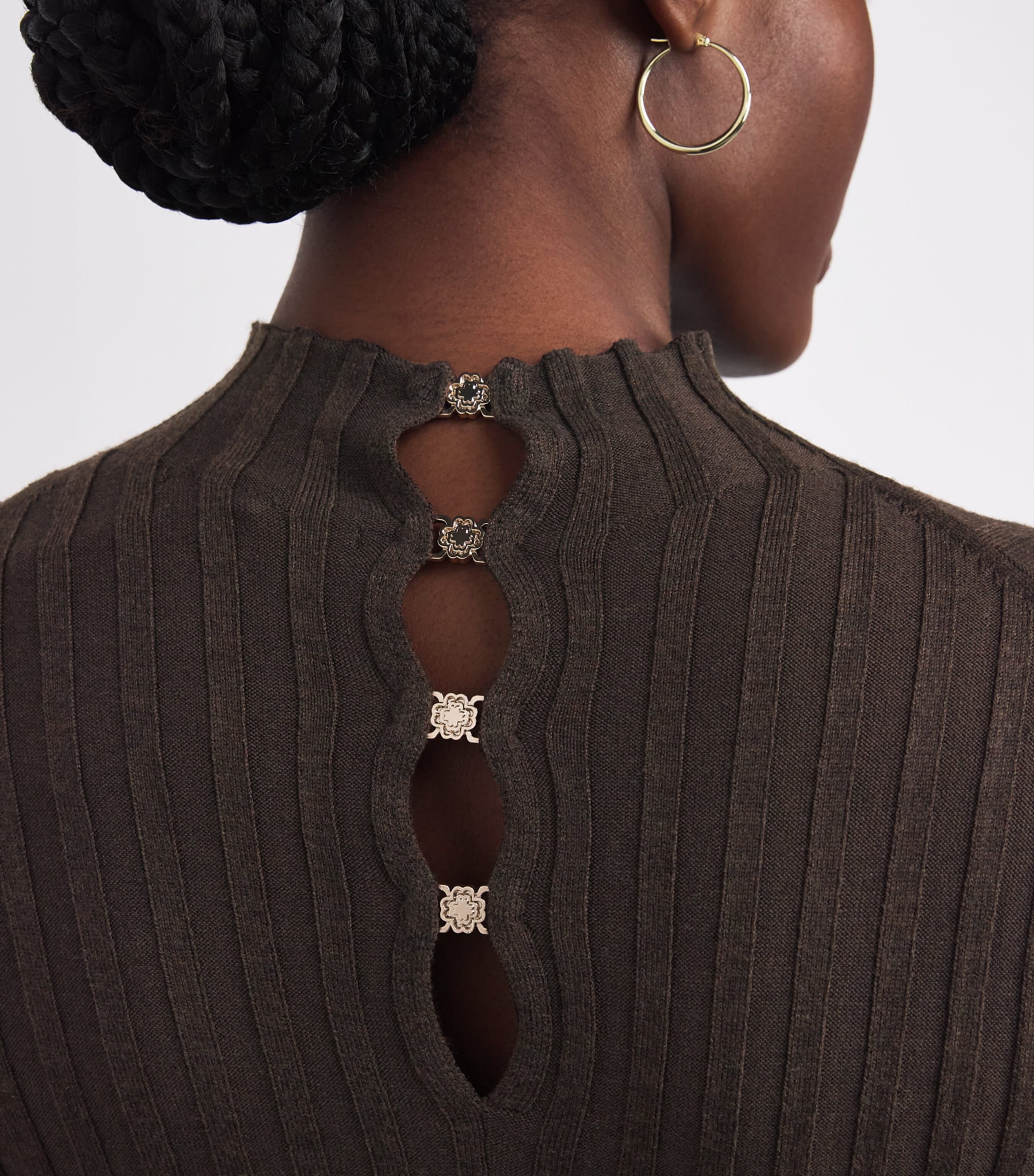 Long-Sleeve Mini Dress DARK BROWN Image 4