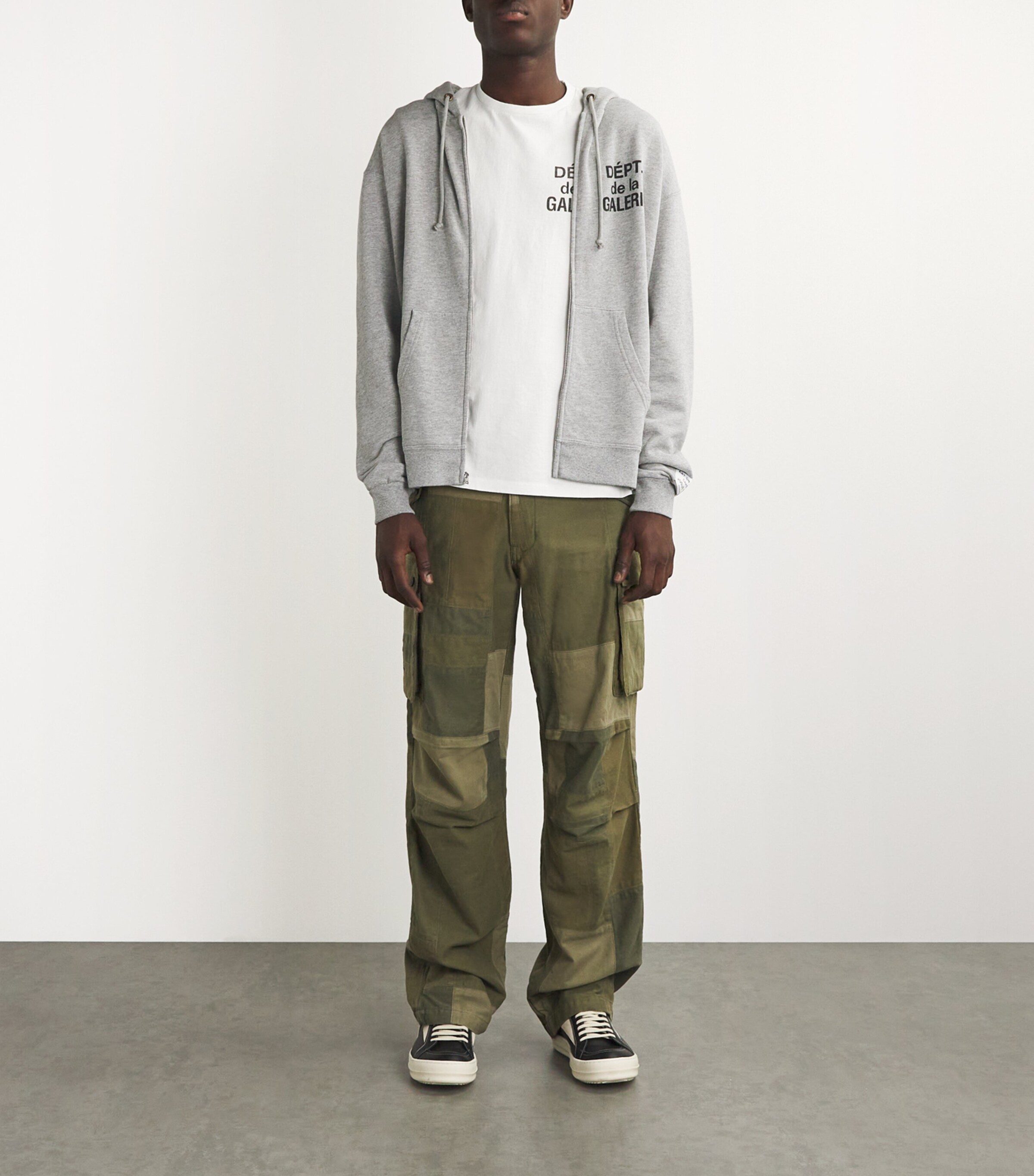 GALLERY DEPT. Mens Cotton-Blend Zip-Up Logo Hoodie Heather Grey Image 2