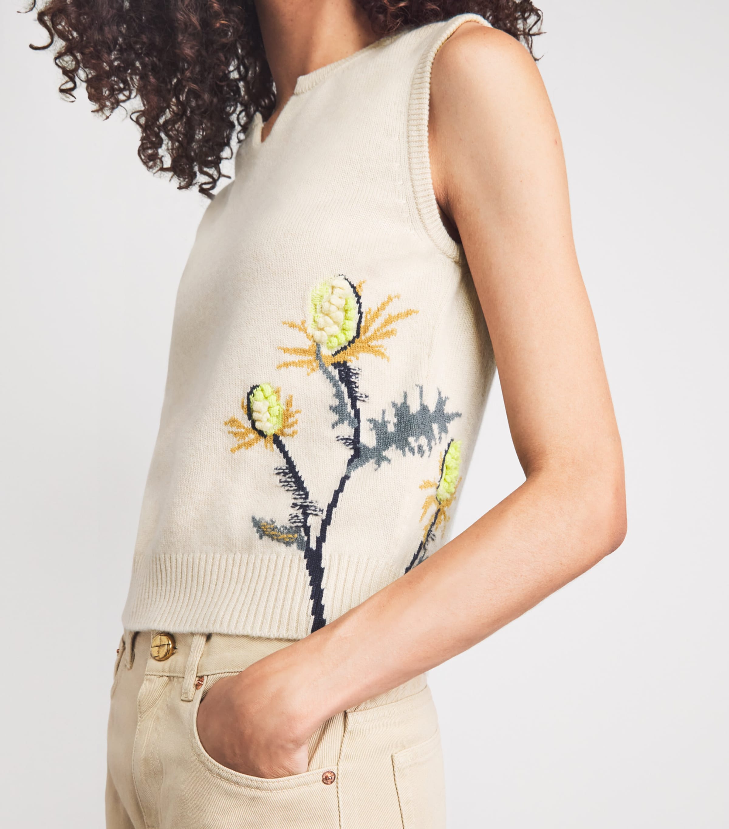 Barrie Womens Cashmere Thistle Top Canvas Multi Image 3