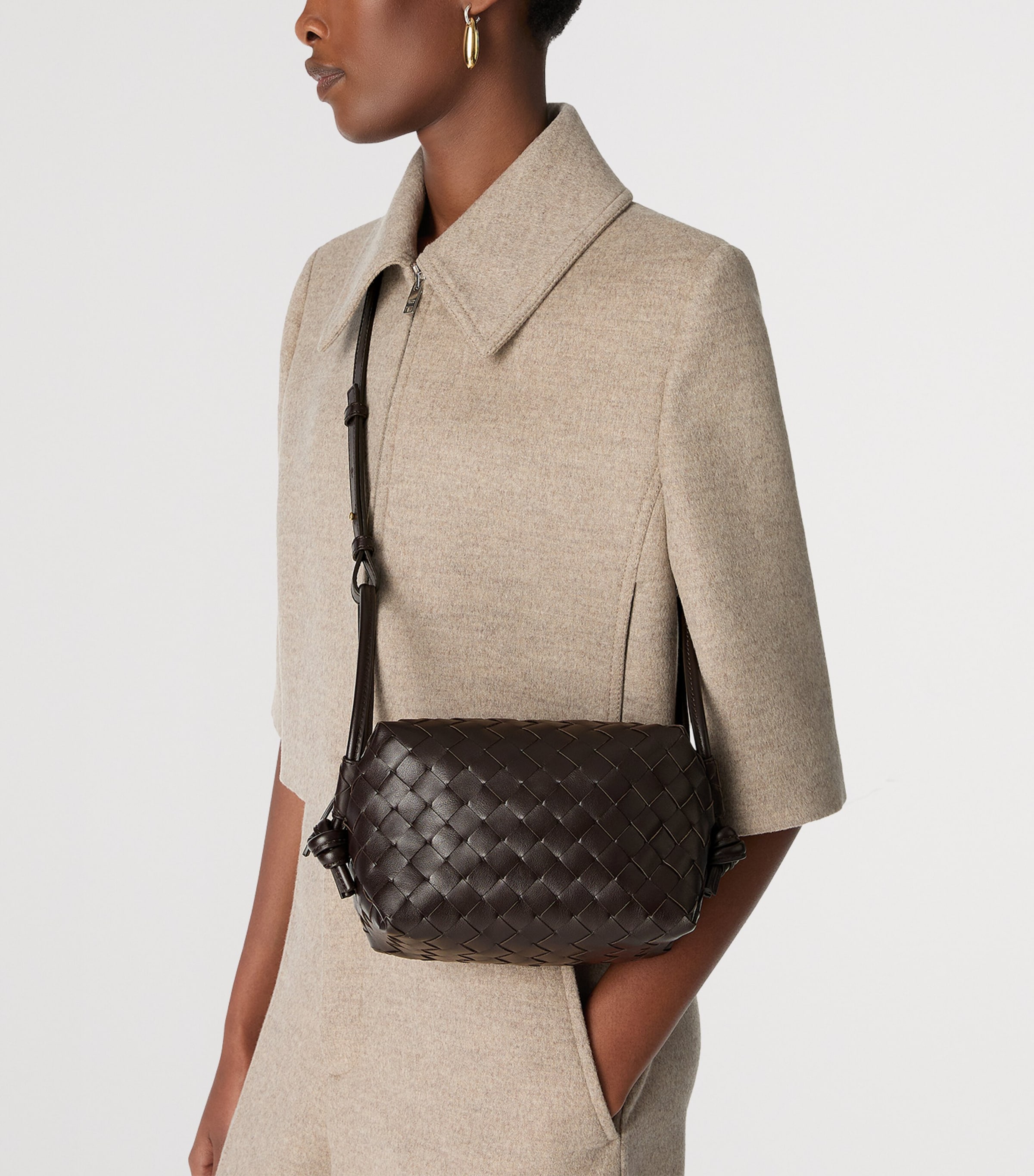 Leather Intrecciato Loop Cross-Body Bag 2190 Image 2