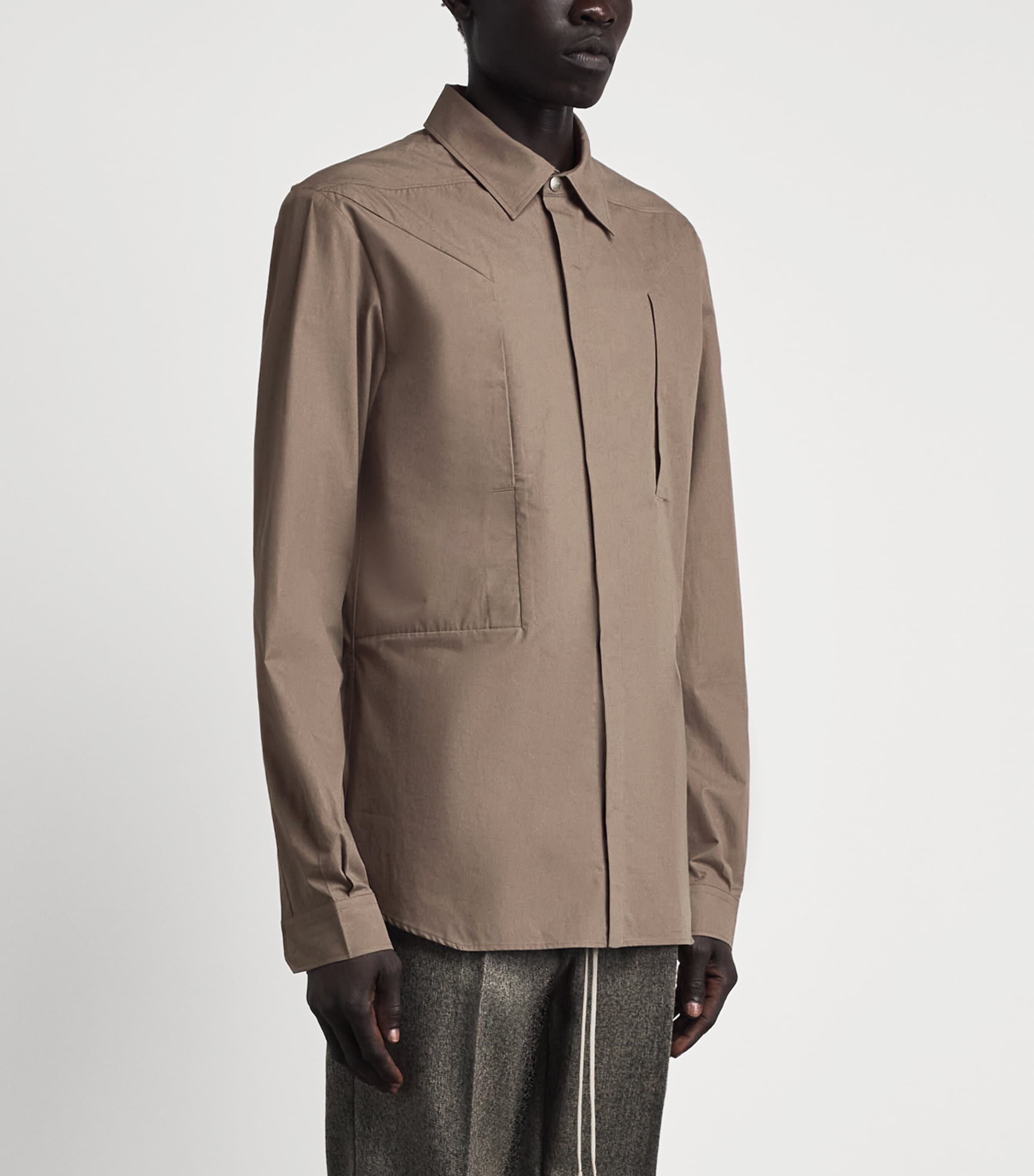 Rick Owens Mens Cotton Fog Overshirt Dust Image 4