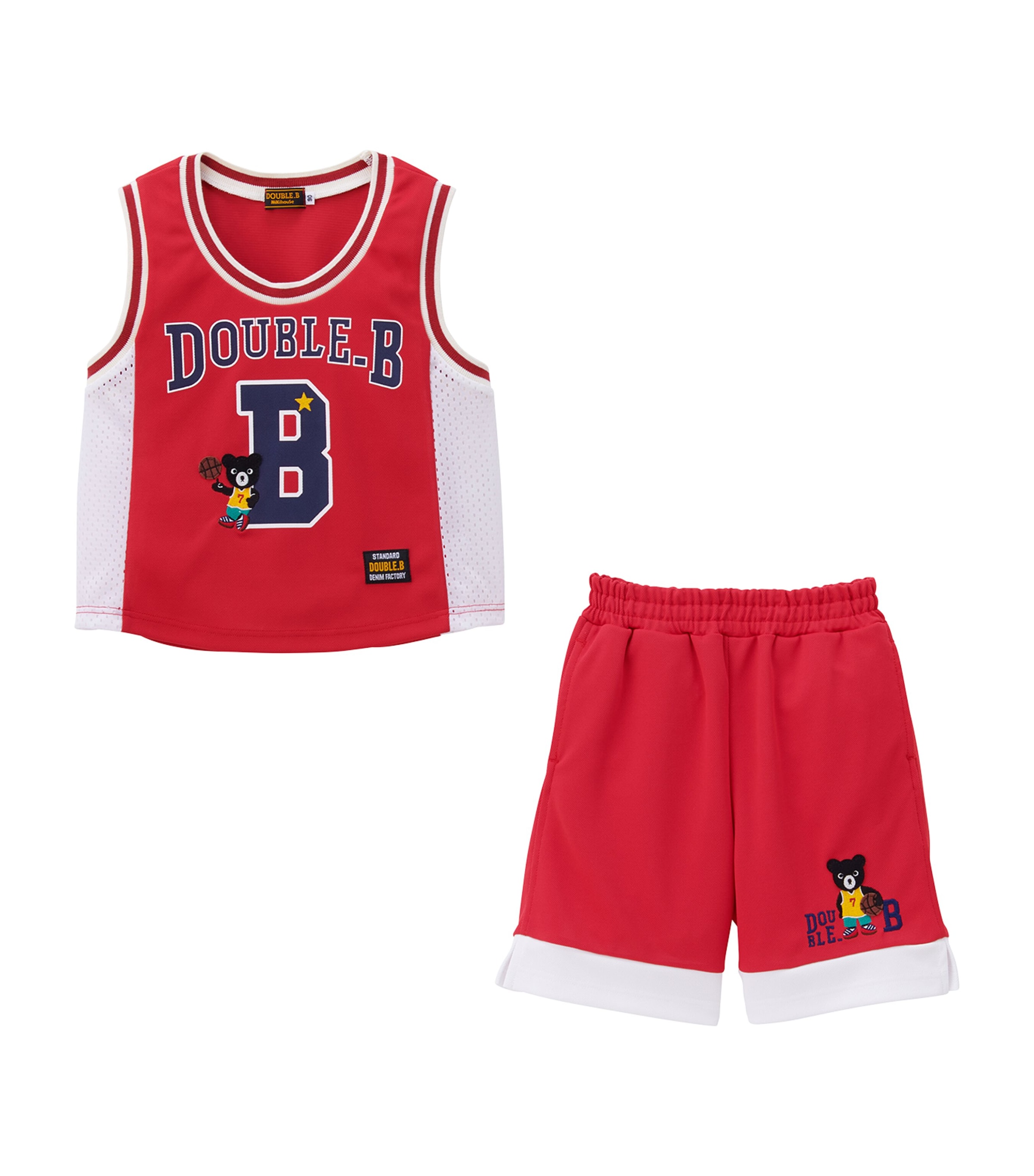 Miki House Basketball Vest And Shorts Set In Red