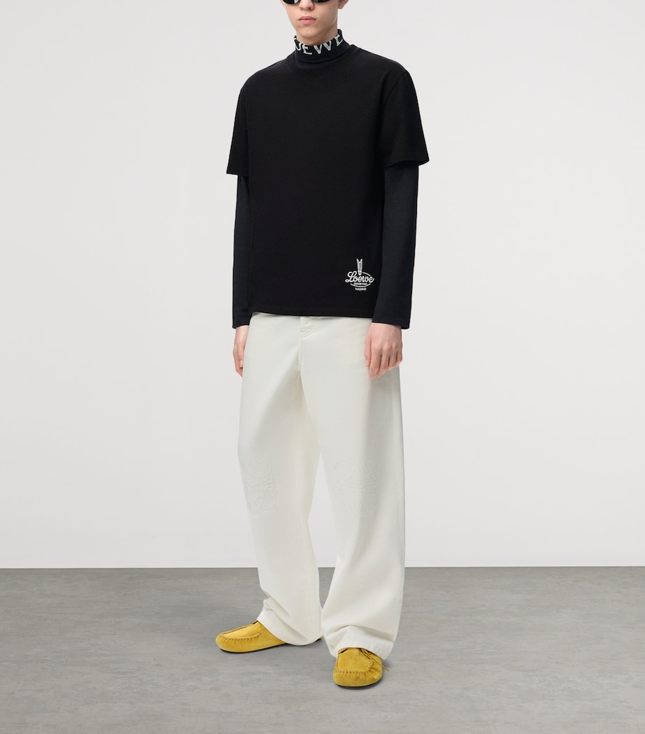 LOEWE Mens Cotton Relaxed Logo T-Shirt Black/white Image 2