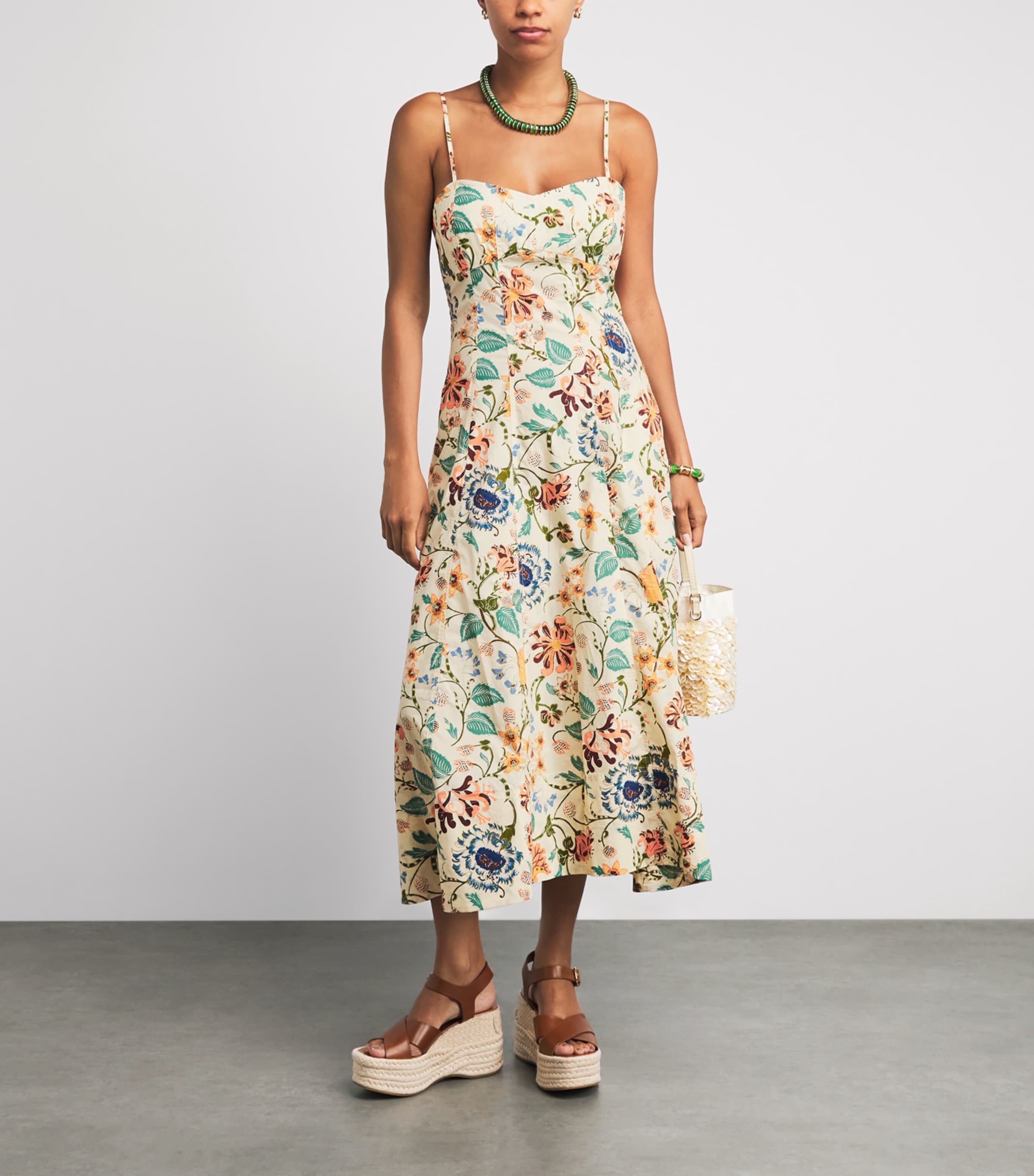 Ulla Johnson Womens Cotton Fiora Floral Midi Dress Abalone Image 2