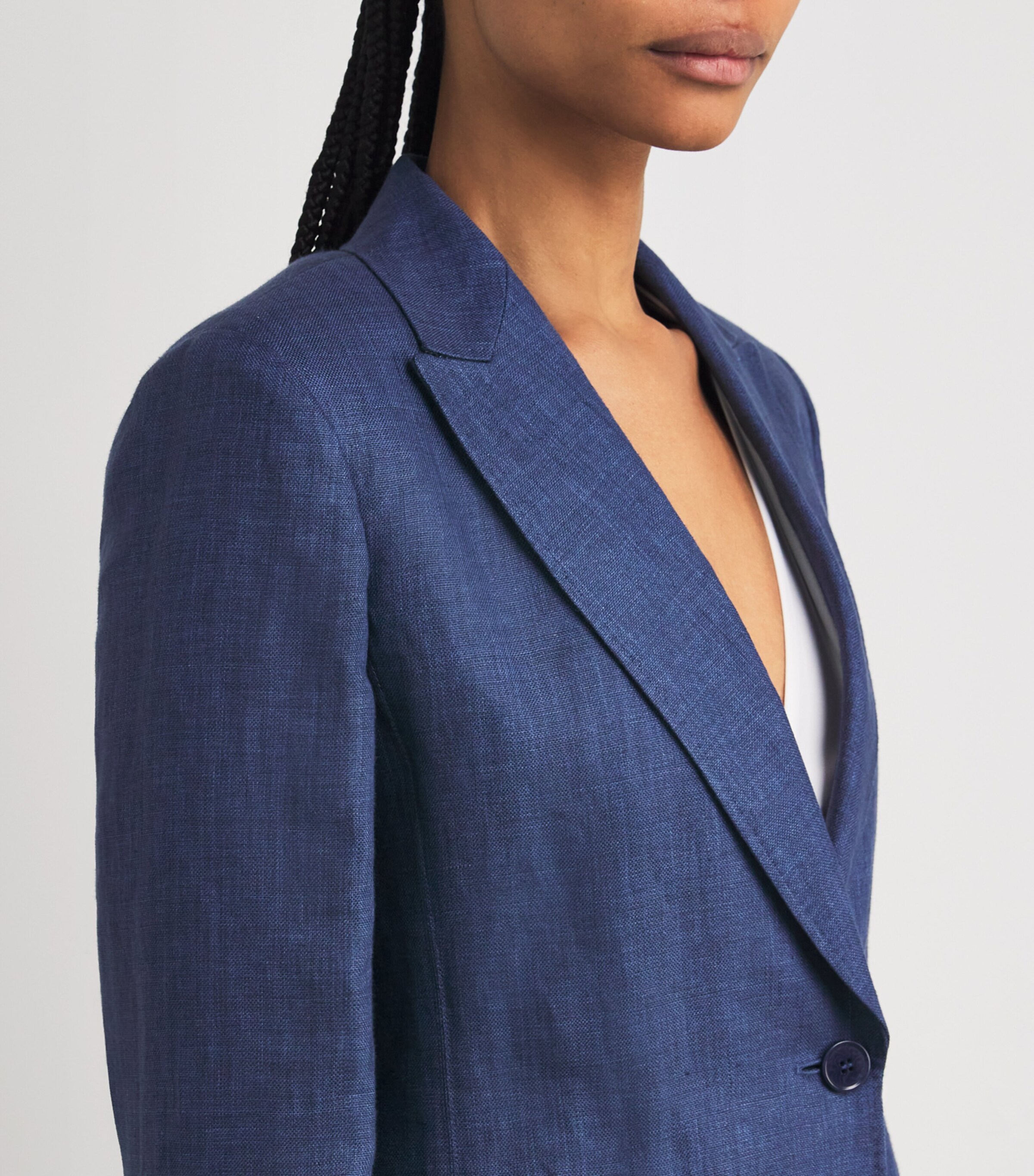 Linen Single-Breasted Blazer NAVY Image 4