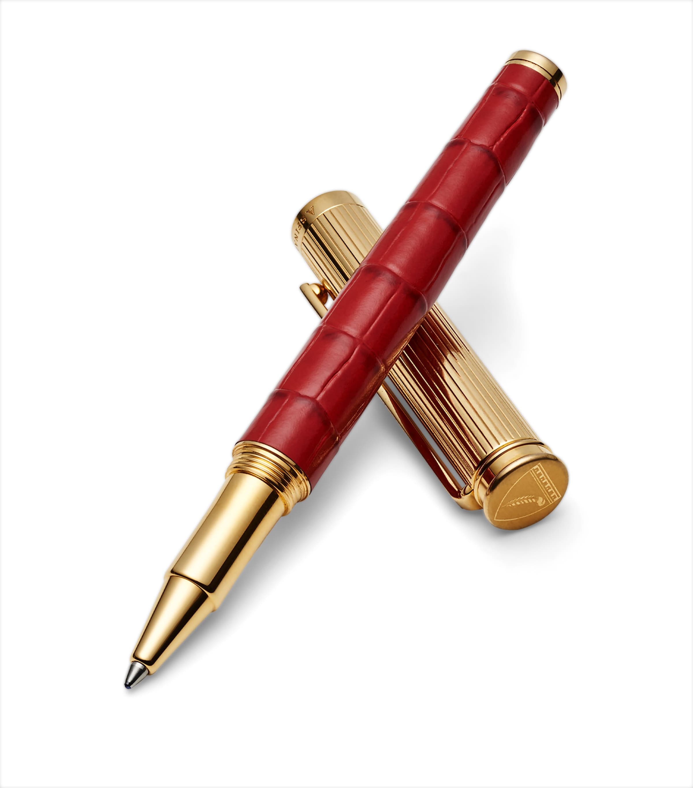 Aspinal Of London Leather Rollerball Pen Cherry Image 1