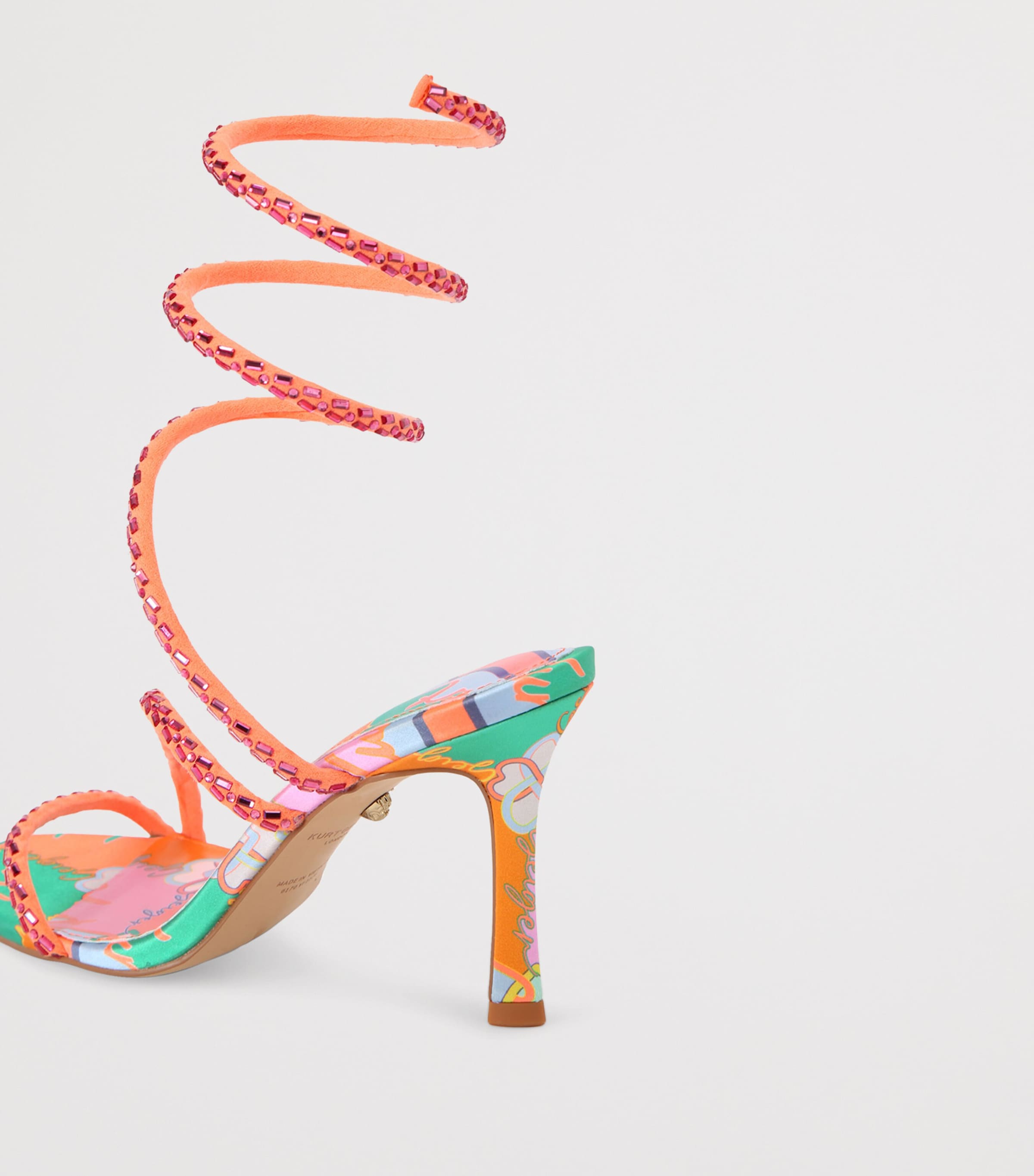 Kurt Geiger London Satin Spiral Sandals Pink Comb Image 3