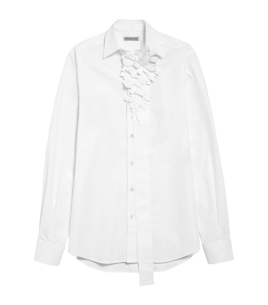 Balenciaga Womens Cotton Floral Appliqué Shirt Image 1