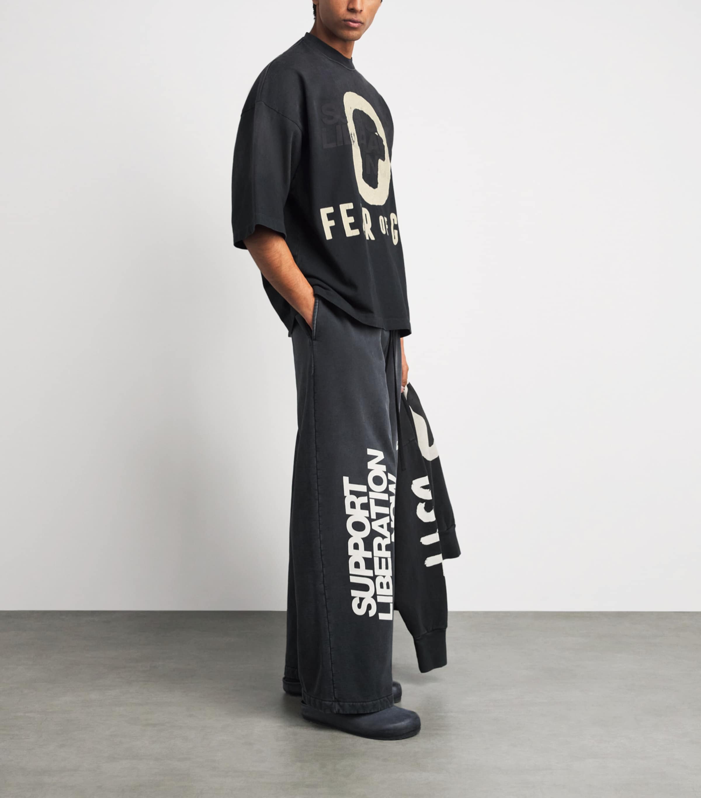 Fear Of God Mens x DSYF Support Liberation Now T-Shirt Black/ Image 2