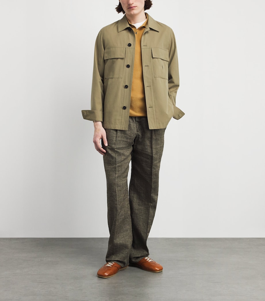 John Smedley Mens Merino Wool Textured Polo Shirt Yellow Lustre Image 2