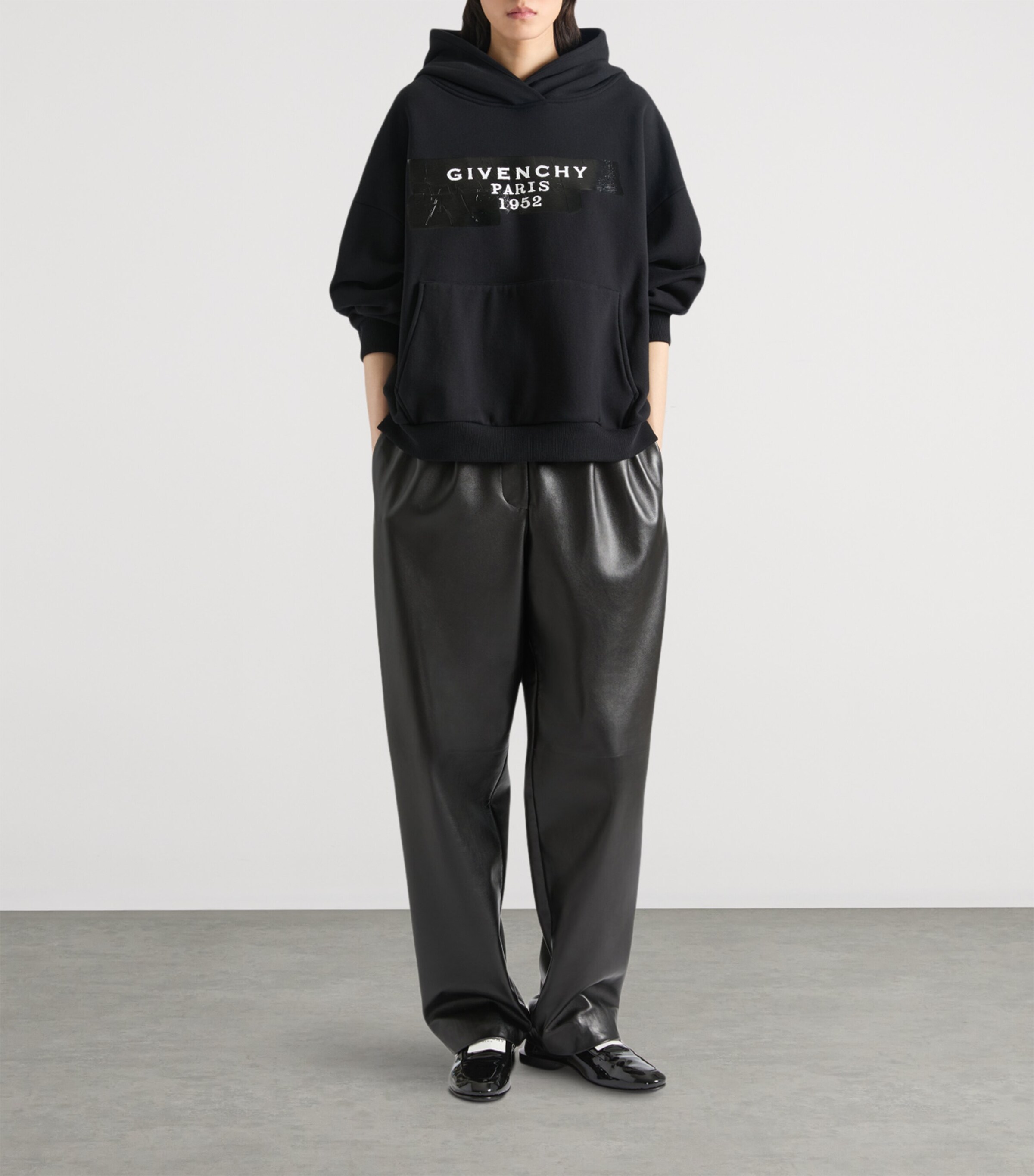 Cotton Tape Logo Hoodie BLACK Image 2