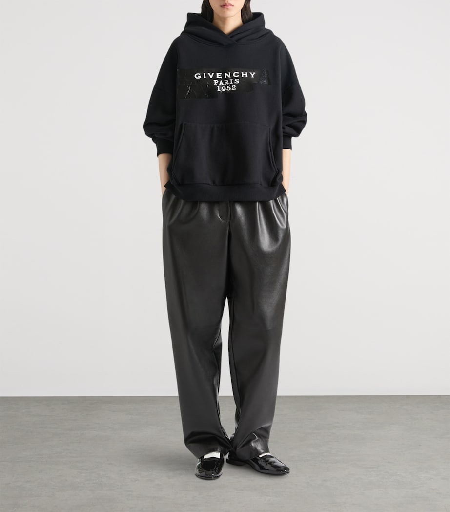 Cotton Tape Logo Hoodie BLACK Image 2