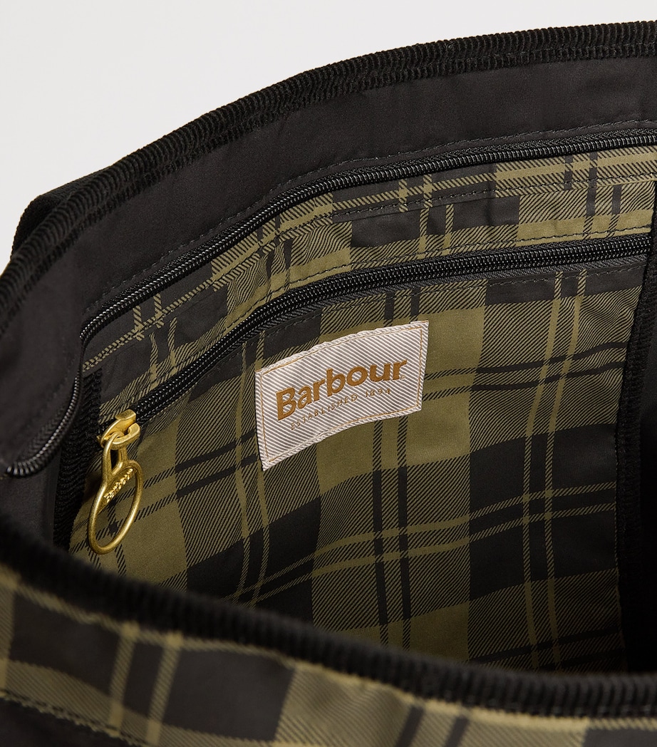 Cotton Patchwork Tartan Tote Bag BLACK/OLIVE CHECK Image 4