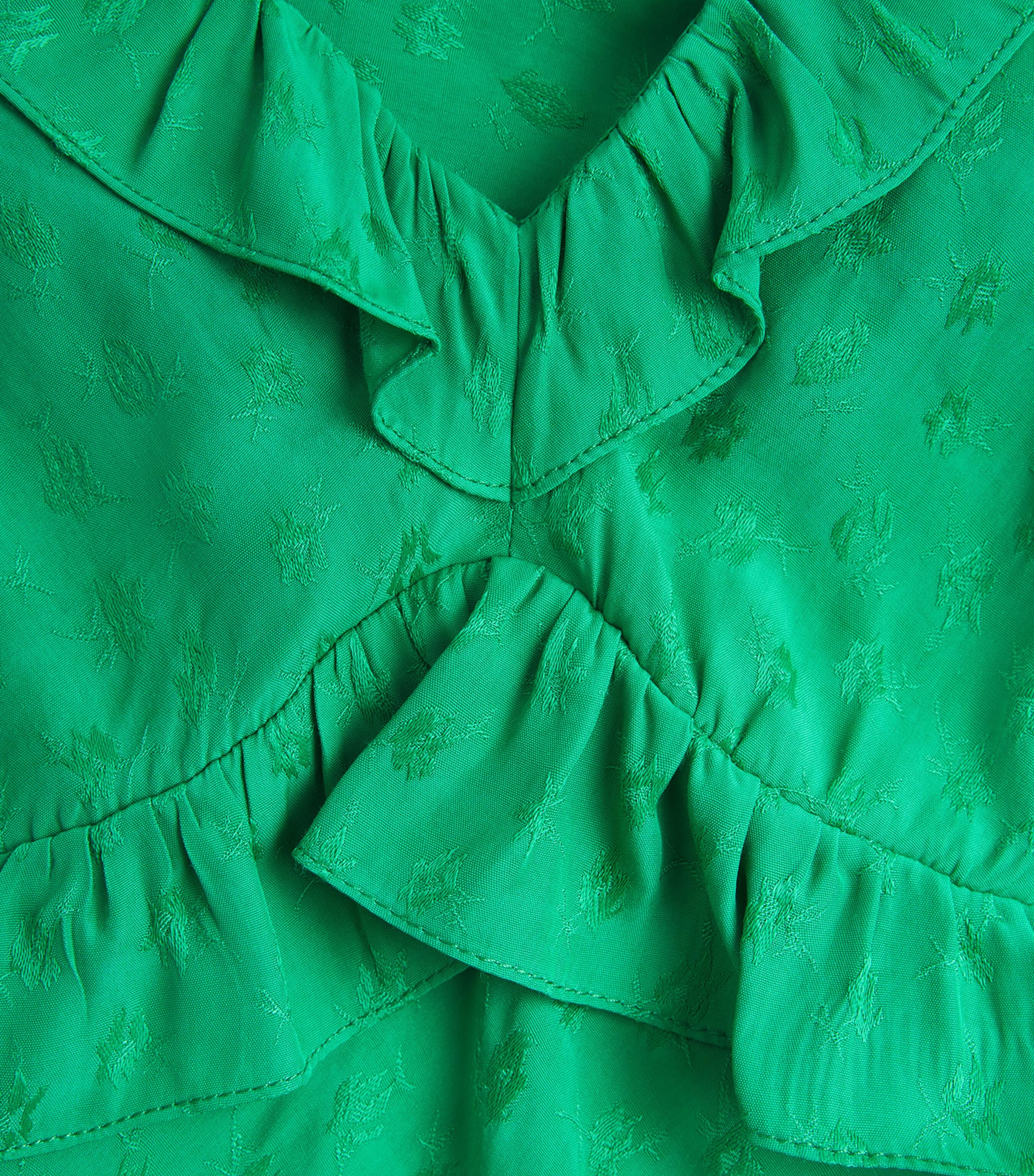 Sandro Paris Womens Ruffled-Detail Jacquard Maxi Dress Green Image 6
