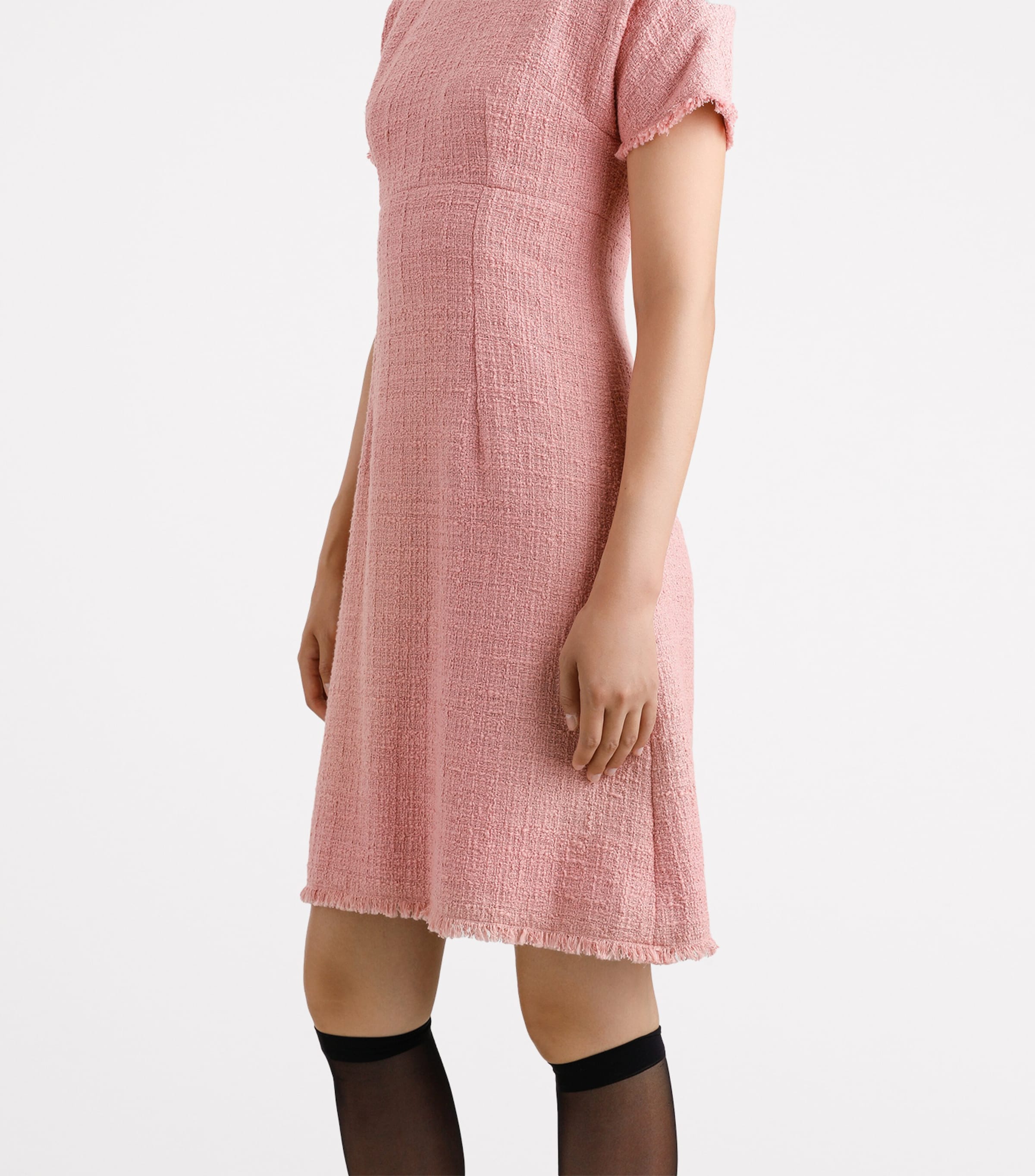 Raschel Tweed Midi Dress F0473- POWDER PINK Image 5