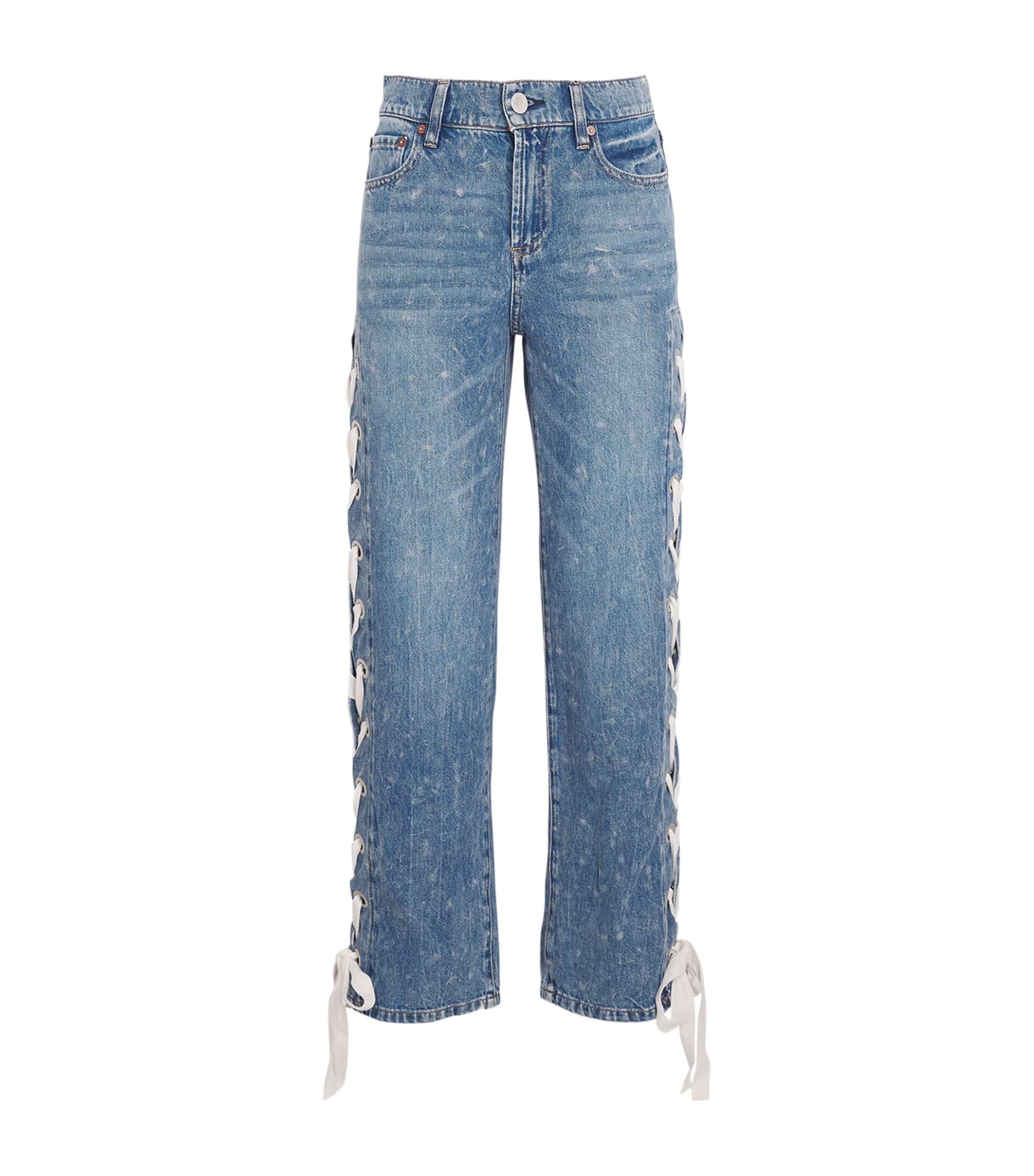 Alice And Olivia Tie-detail Reita Wide-leg Jeans In Blue