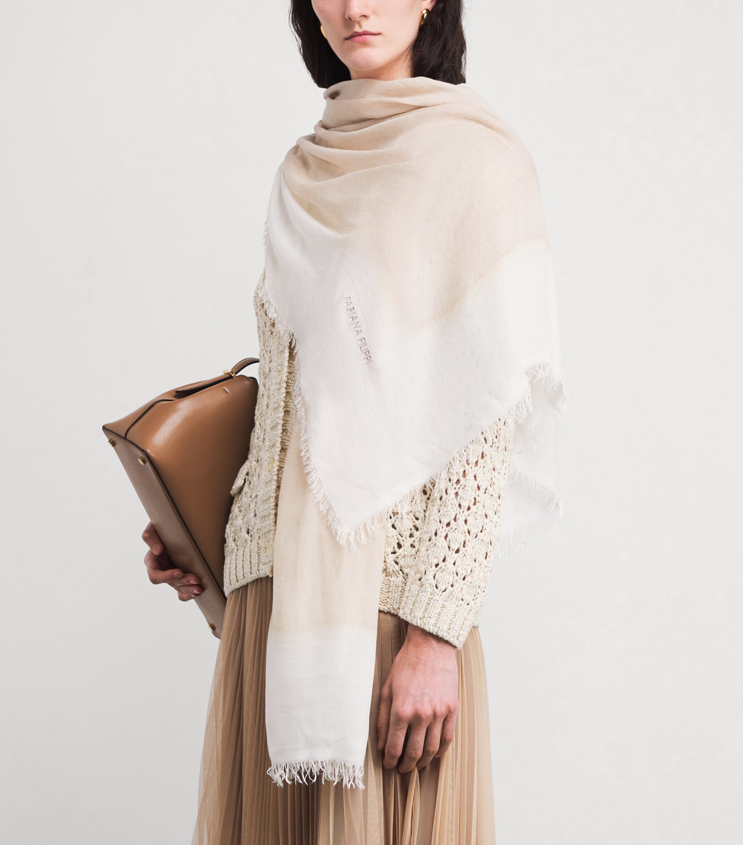 Modal-Cashmere Scarf VR1 ACERO/BURRO Image 2