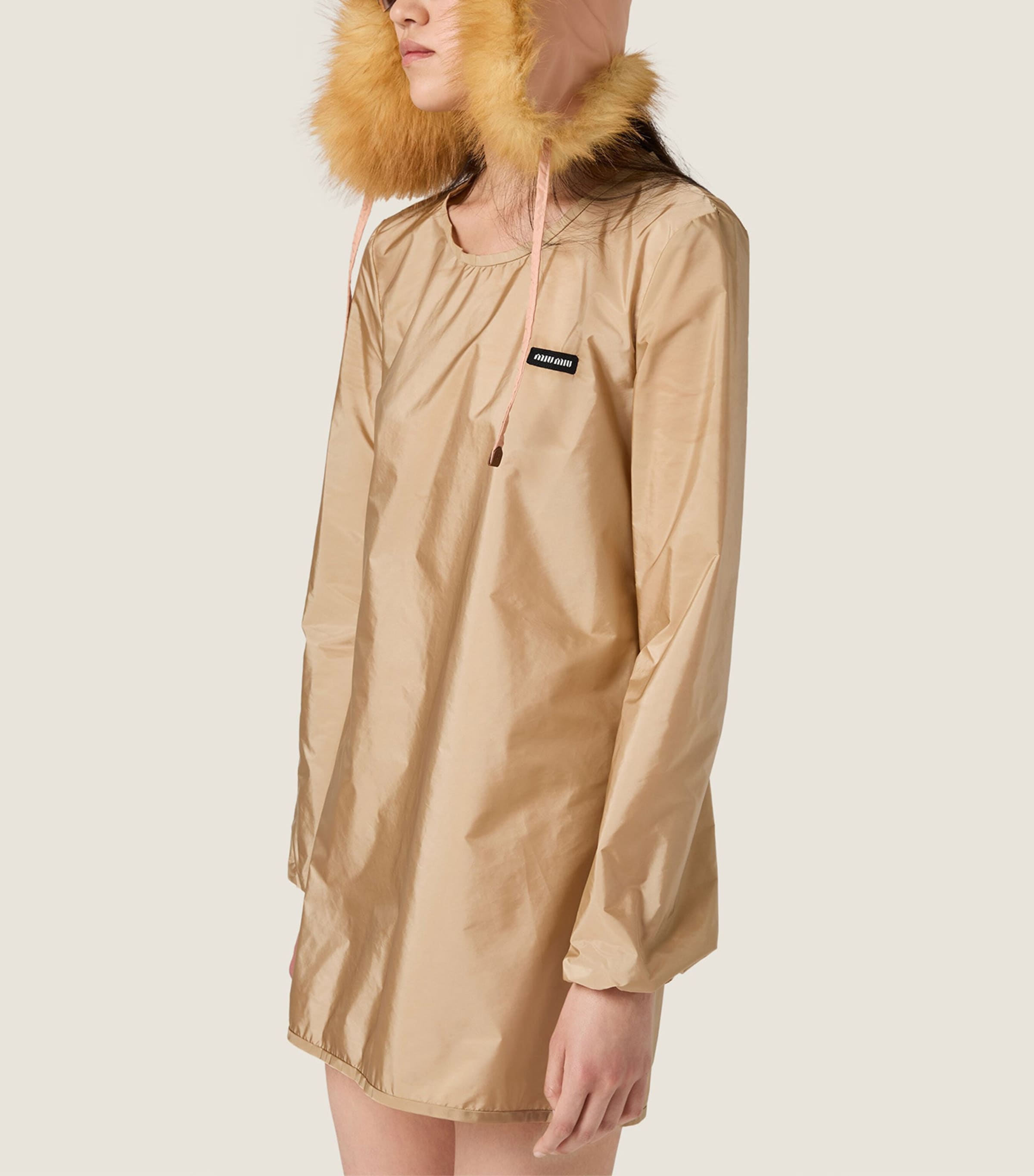 Miu Miu Womens Technical Fabric Mini Dress Brown Image 6