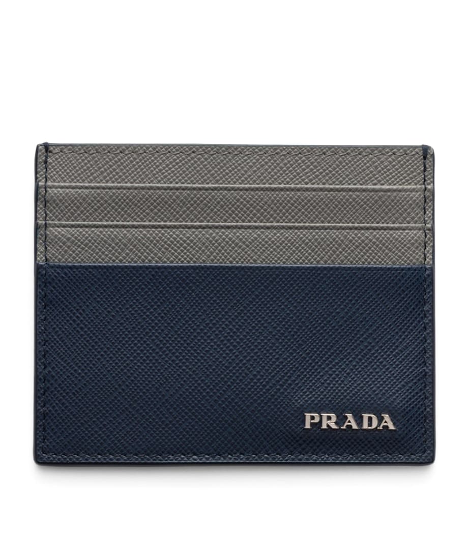 Prada Saffiano Leather Card Holder Blue Image 1